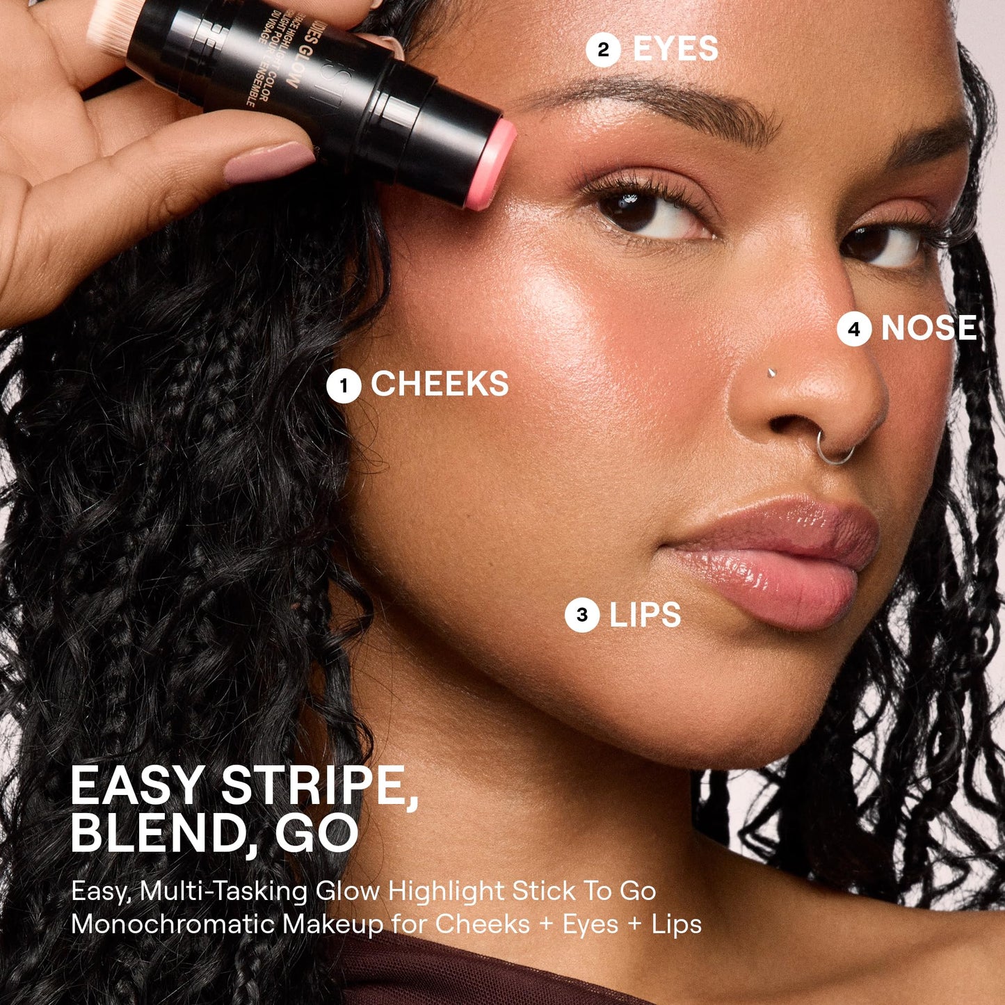 Nudestix Nudies Glow Highlighter Stick – Multi-Use Cream Highlighter for Face, Eyes & Body with Built-In Brush | Dewy, Radiant Finish for All Skin Tones | Clean, Vegan, Travel-Friendly Makeup (I Dew)