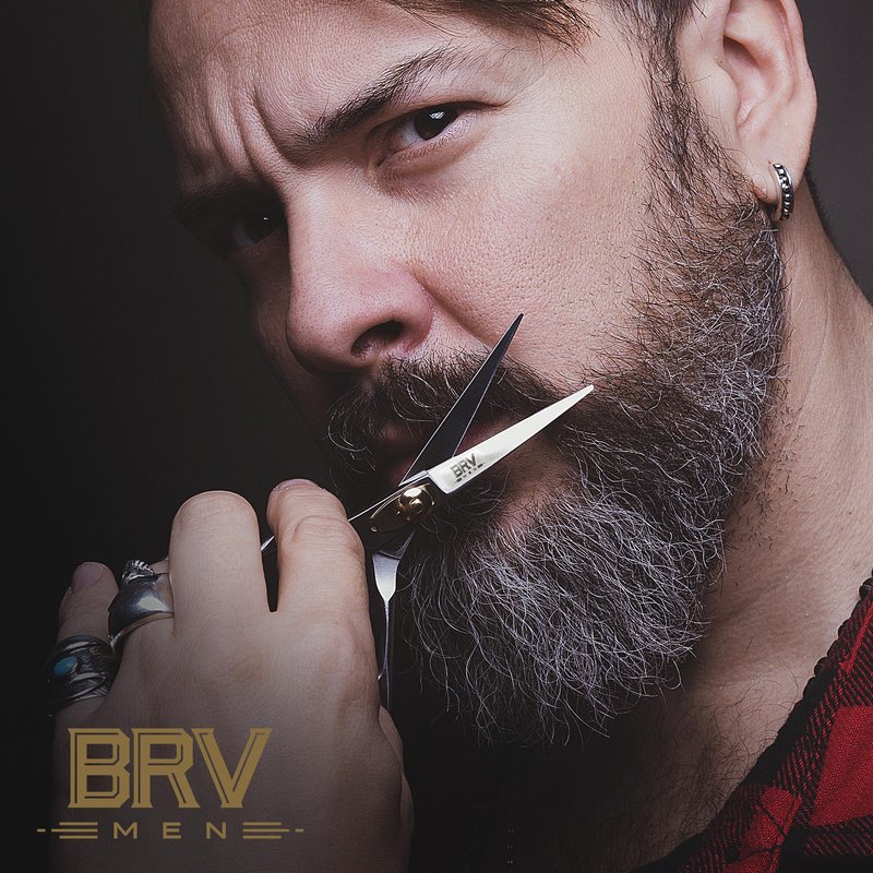 LEFT HANDED Razor Sharp Mustache & Beard Scissors - 5.5" - 100% High Carbon Stainless Steel - Facial Hair Trimming Shears (LEFT HANDED - Silver)