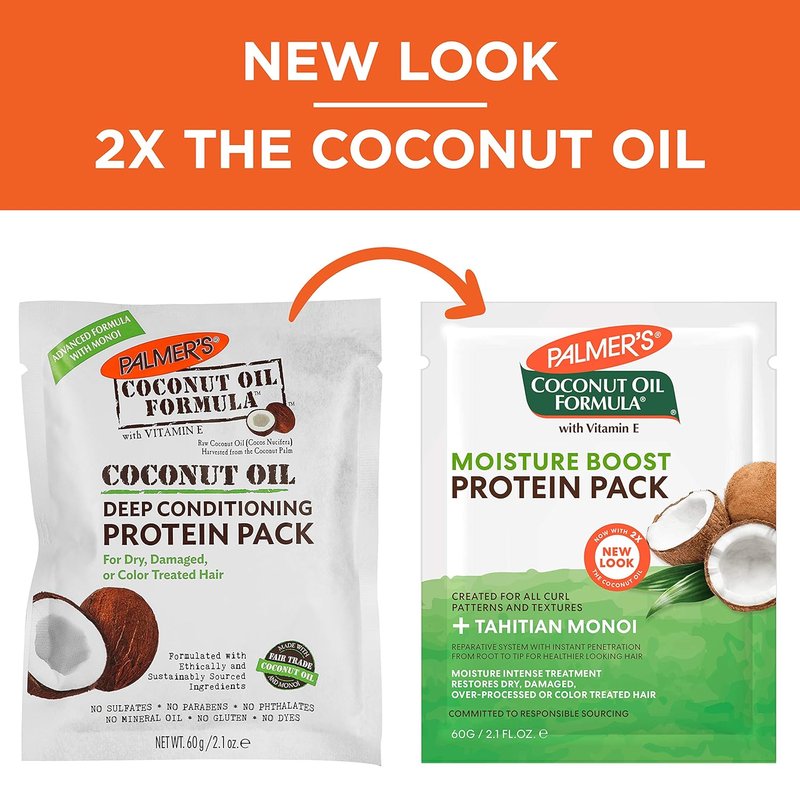 Palmer's Coconut Oil Hair Treatment - Moisture Boost Protein Pack for Dry, Damaged Hair | 2.1 Oz (12 Pack)