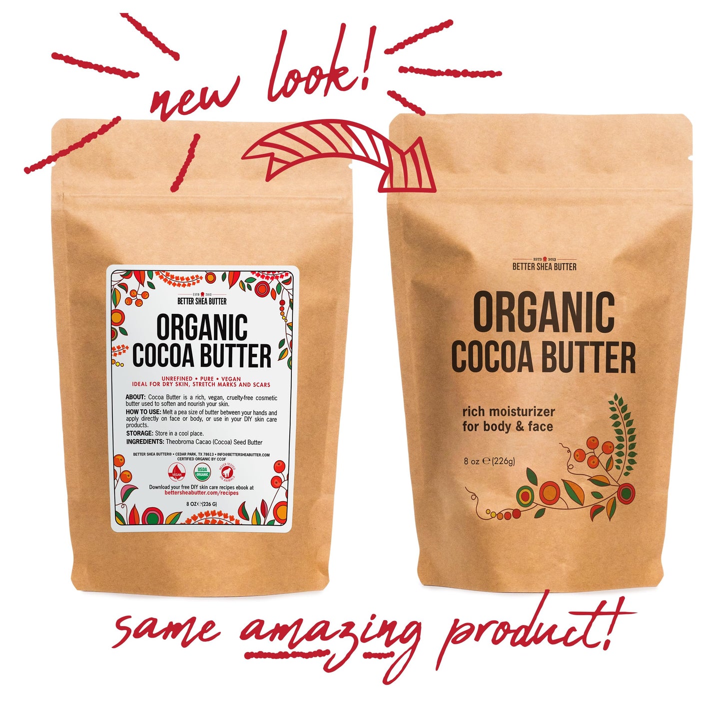 Organic Cocoa Butter Raw Unrefined - Food Grade USDA Certified - for Scars, Stretch Marks Cream - 100% Cocoa Butter Raw Organic for Skin Moisturizer, Lip Balm 8 oz