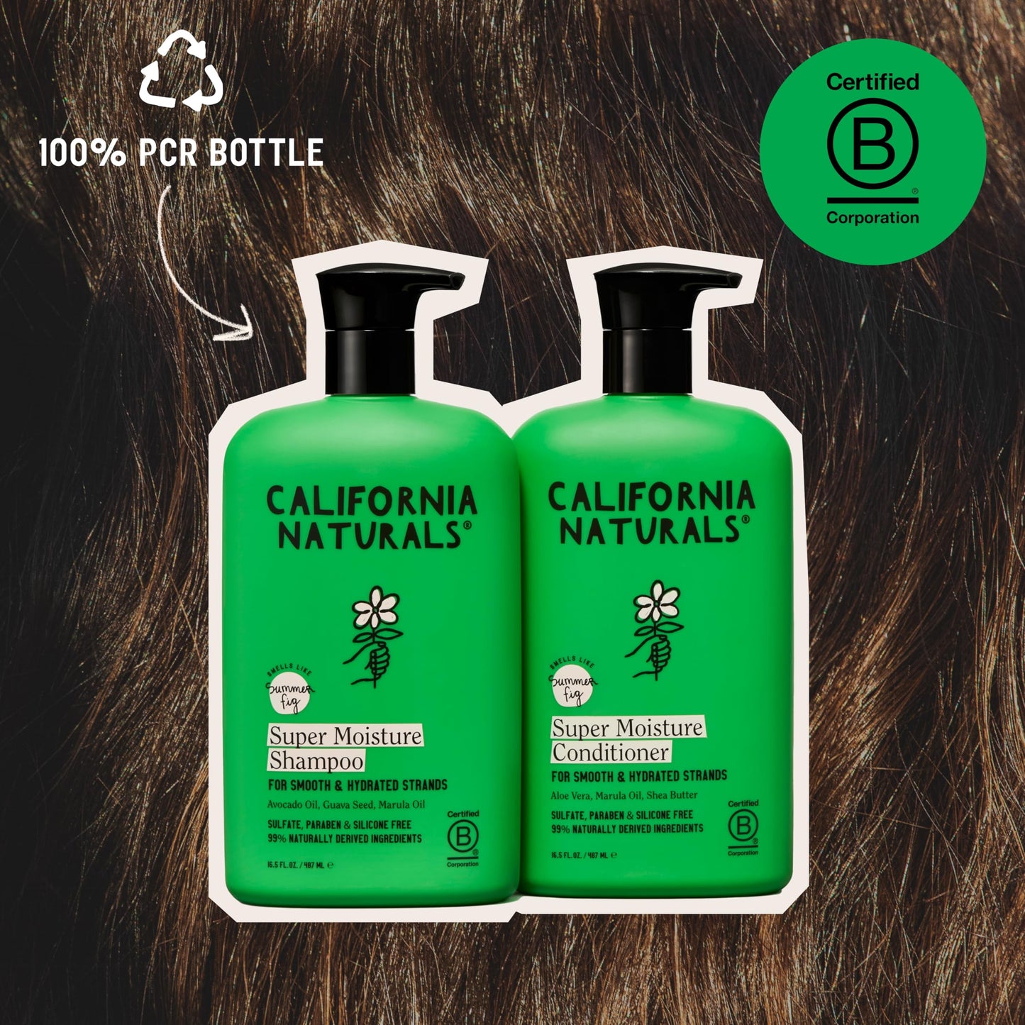 California Naturals Super Moisture Summer Fig Shampoo and Conditioner Set for Damaged Dry Hair Care Bundle for Women & Men, Natural, Vegan, Cruelty, Silicone, Paraben & Sulfate Free, Color Safe, 20 oz