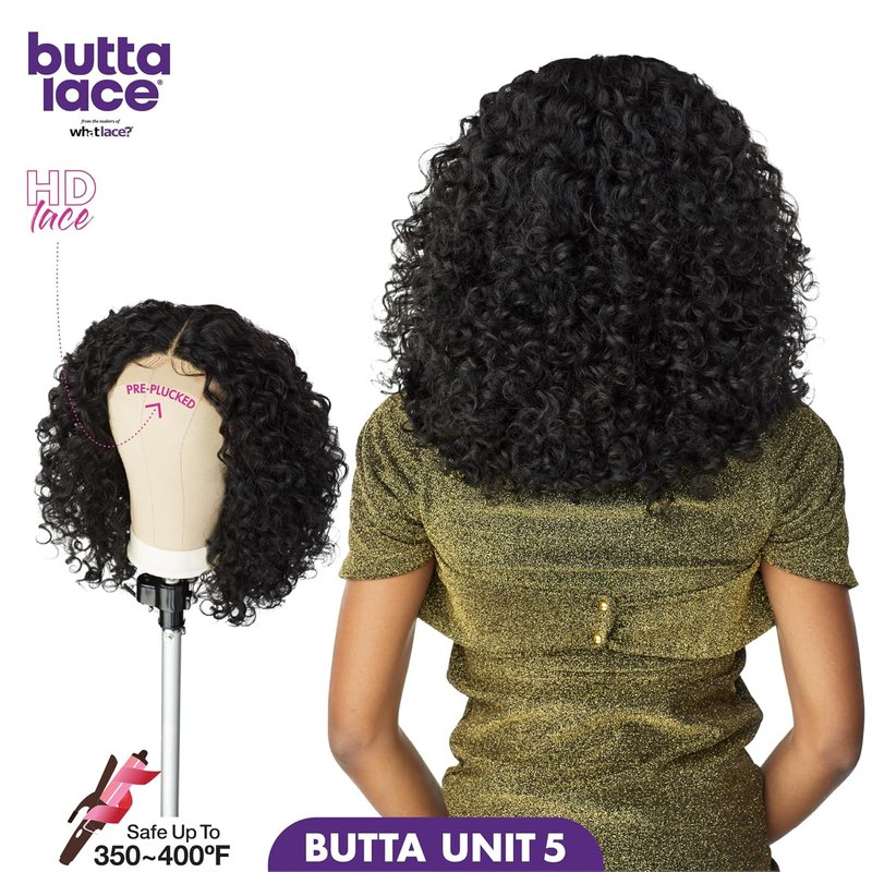 Sensationnel Butta Lace Wigs - Extra Wide 5-Inch Deep Parting Synthetic Lacefront | Glueless, Preplucked Hairline (1B Off Black)