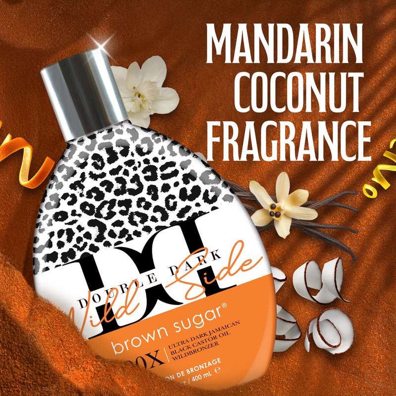 Brown Sugar Double Dark Wild Side Tanning Lotion, 400X Ultra Dark Jamaican Black Castor Oil Wildbronzer with Double Carrot Oil, 13.5 Fl Oz