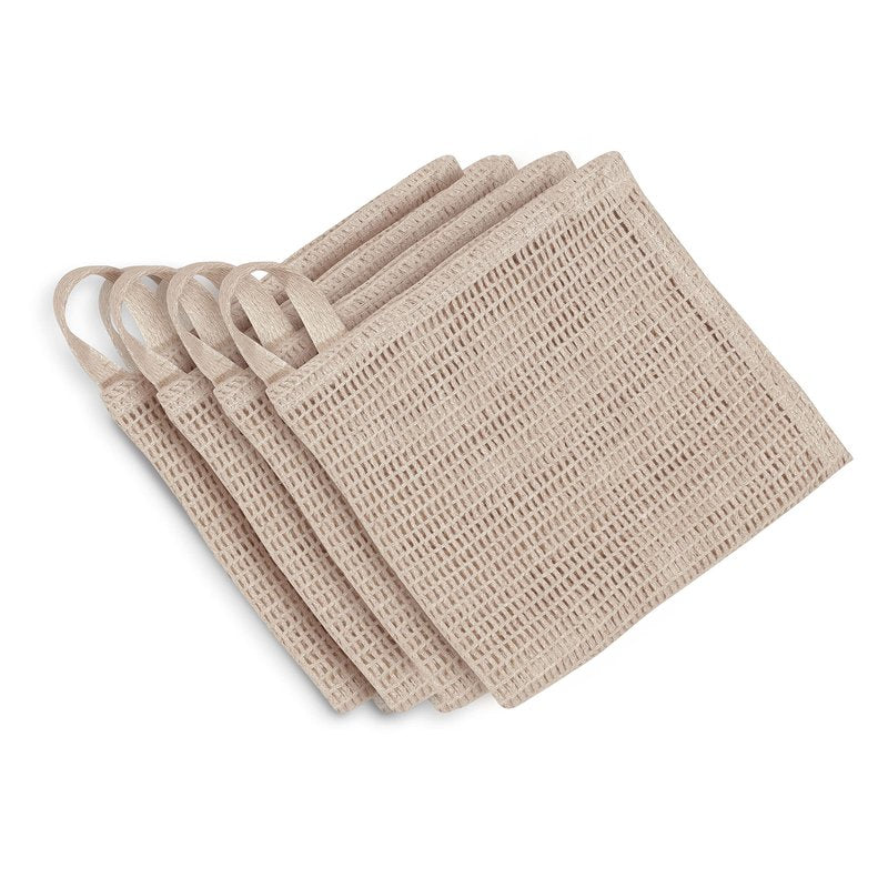 Bean Products Hemp Washcloth - Loose Weave Design for Effective Cleaning - Open Knit Exfoliating Wash Cloth - Fast Drying, Hemp & Organic Cotton - 10” x 12”, 4 Pack