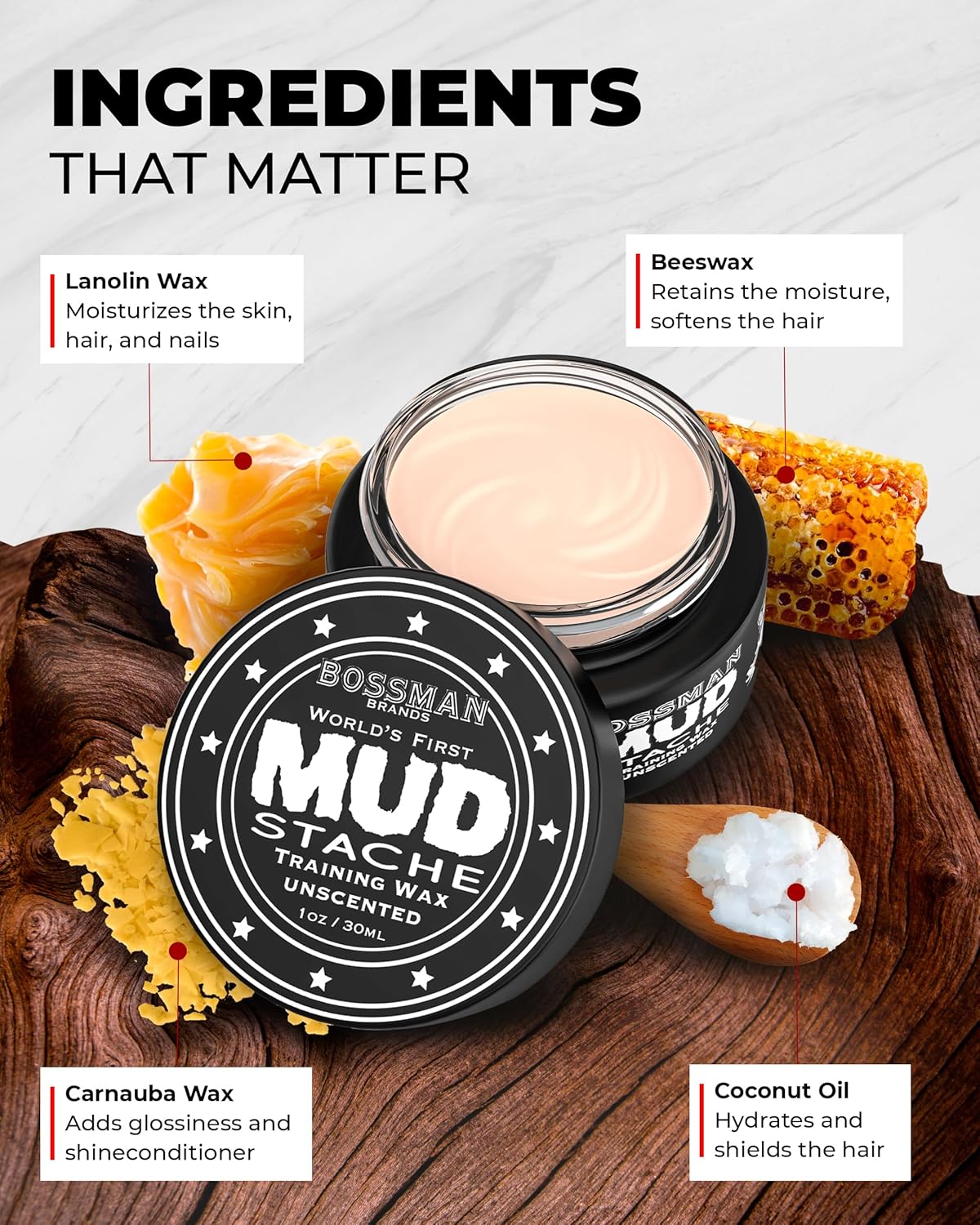 Bossman Jelly Beard Oil & Mustache Wax Bundle | Natural Organic Grooming Products for Men - 4 oz & 1 oz