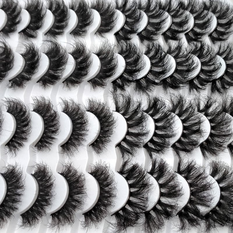 Fluffy Mink Lashes 20 Pairs Dramatic Thick Long 5D False Eyelashes 20mm 4 Styles D Curl Fake Eyelashes Pack, by Kmilro
