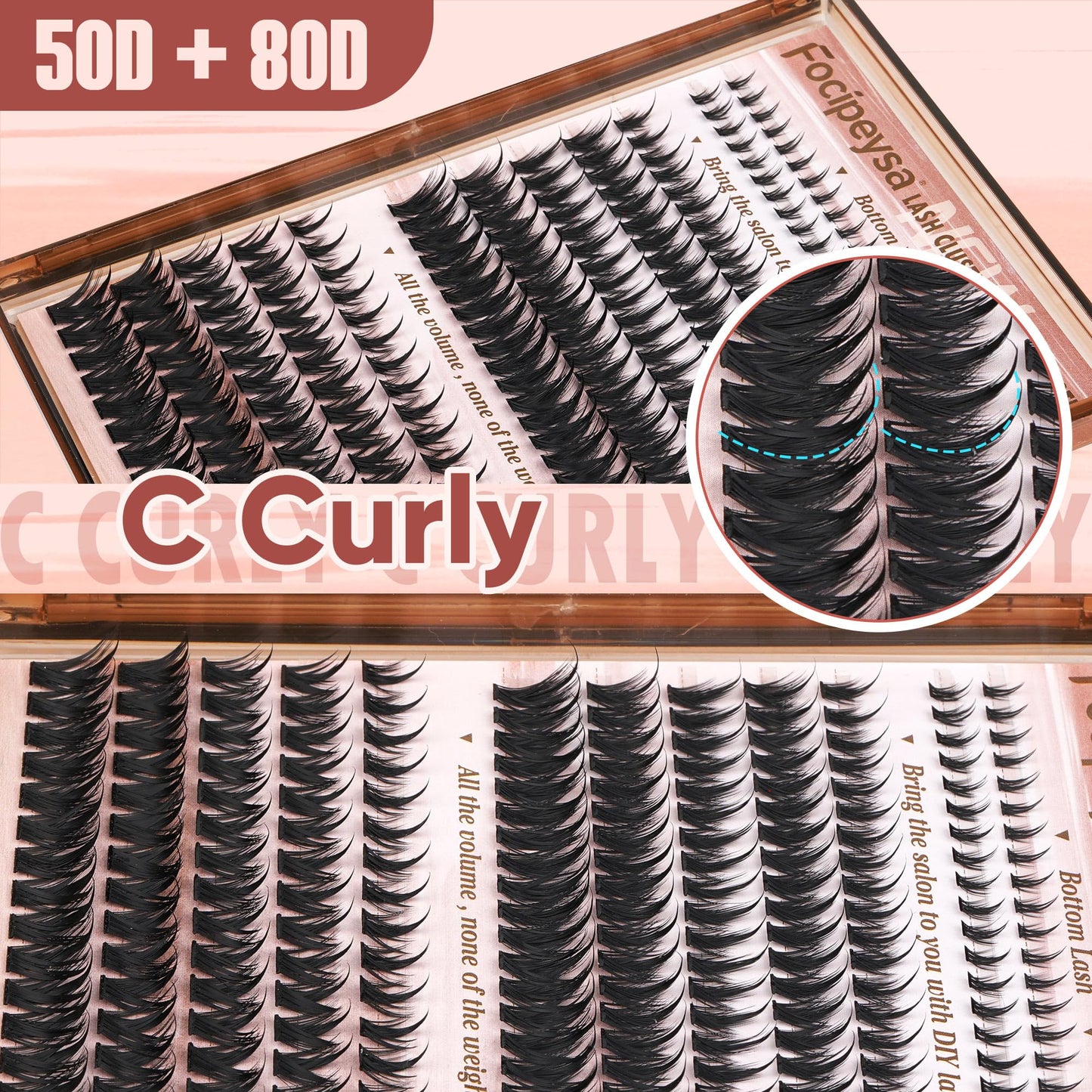 Focipeysa Wispy Lash Clusters Kit Spike Lash Extensions Kit 50D 80D Cluster Lashes Kit 10-16mm Clusters Lash Extension Manga Wispy Individual Eyelashes Extension DIY Salon Effect Lash Extension