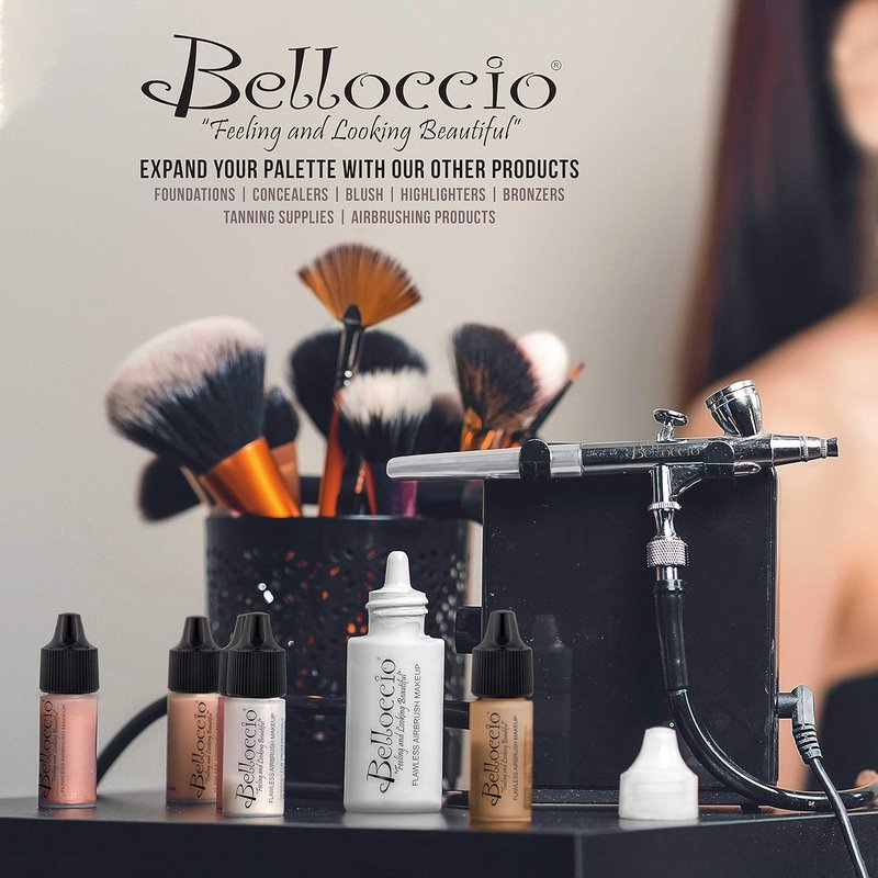 Belloccio Airbrush Makeup Foundation Set - Dark Color Shades for Flawless Skin | 1/2 oz Bottles