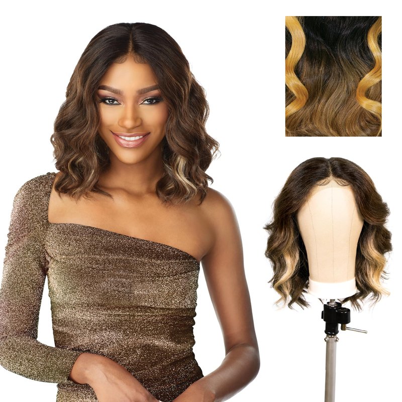 Sensationnel Butta Lace Wigs - Unit 8 Extra Wide 5 Inch Deep Parting Synthetic Preplucked Hairline Glueless Lacefront (MP/GOLD)