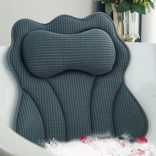 Joeyset Bath Pillows for Tub – Luxury Bath Pillow & Bathtub Pillow with 6 Strong Suction Cups, Soft Cushion for Head and Neck Support, Relaxing Bath Accessories for Women (Gray)