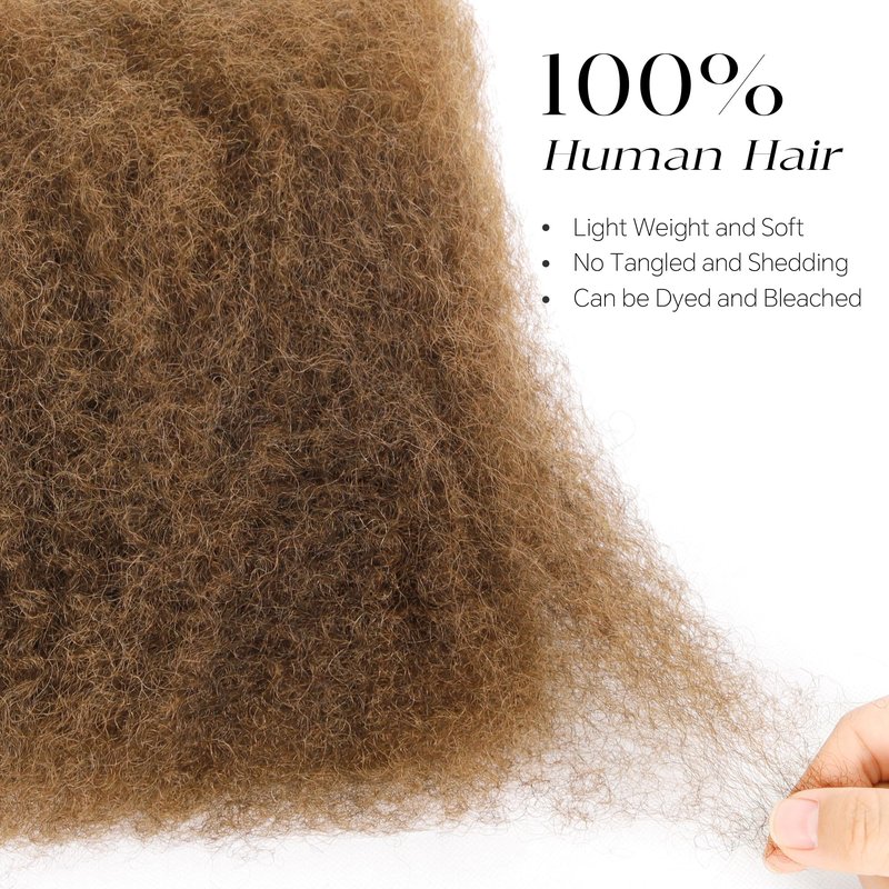 BLL Afro Kinkys Bulk Human Hair-100% Human Hair for Mini Twist Braiding Dreadlock Loc Extensions Afro Kinky Curly Hair Bulk Black Color (30#, 16 Inch Pack Of 1)