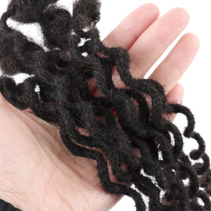 12 inch 10 Strands Curly Loc Extensions Human Hair, 0.6cm Width 100% Human Hair Dreadlock Extensions for Men/Women, Can be Dyed Soft Dreads Extensions