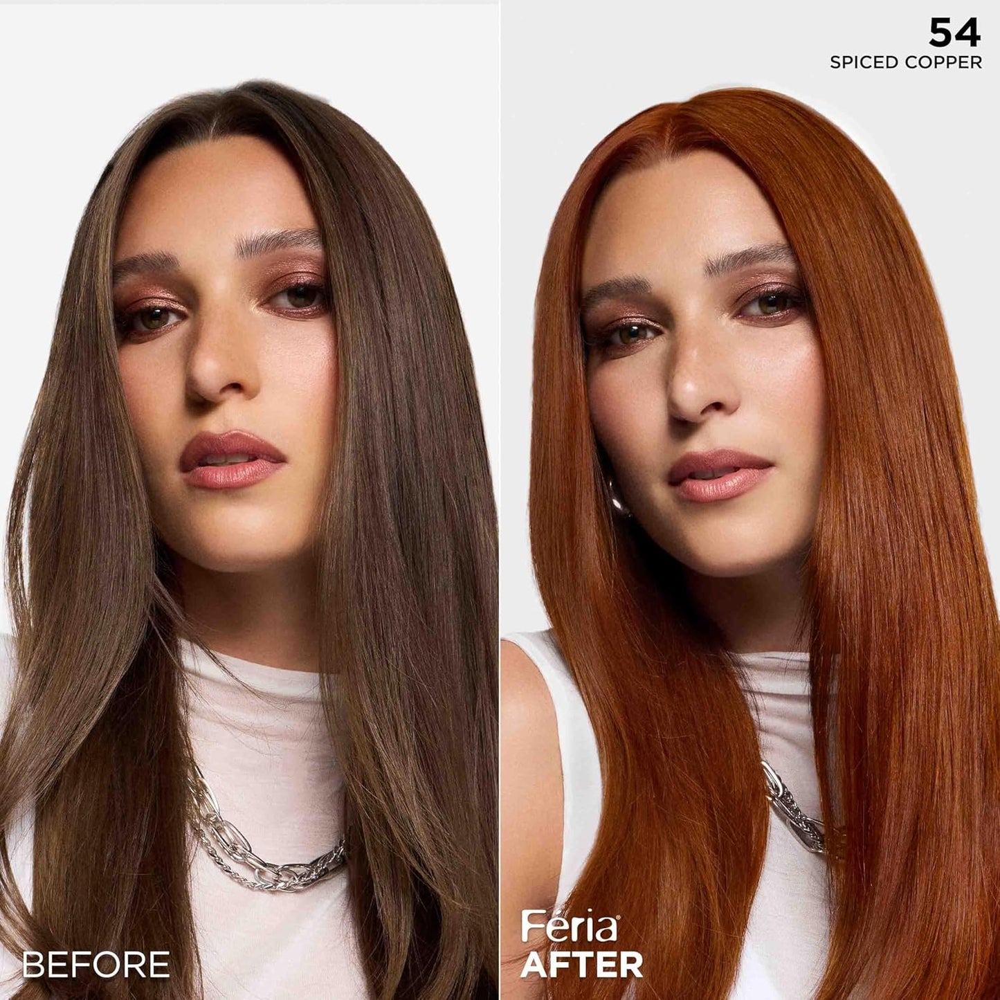 L'Oreal Paris Feria High Intensity Hair Color - Multi-Faceted Shimmering Dye | 54 Spiced Copper, 1 Kit