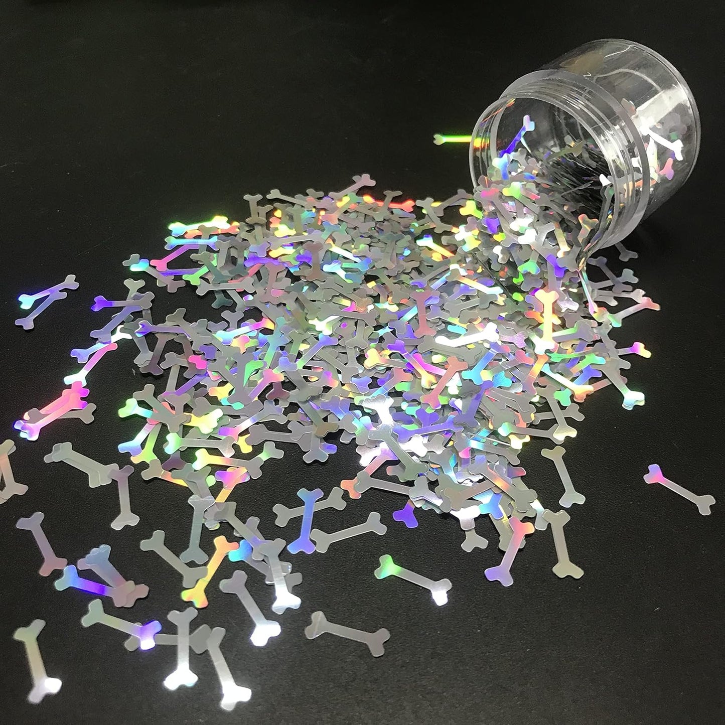 Holographic Glitter - 12mm Silver Big Bones for Festival Makeup | 10 Grams Pack