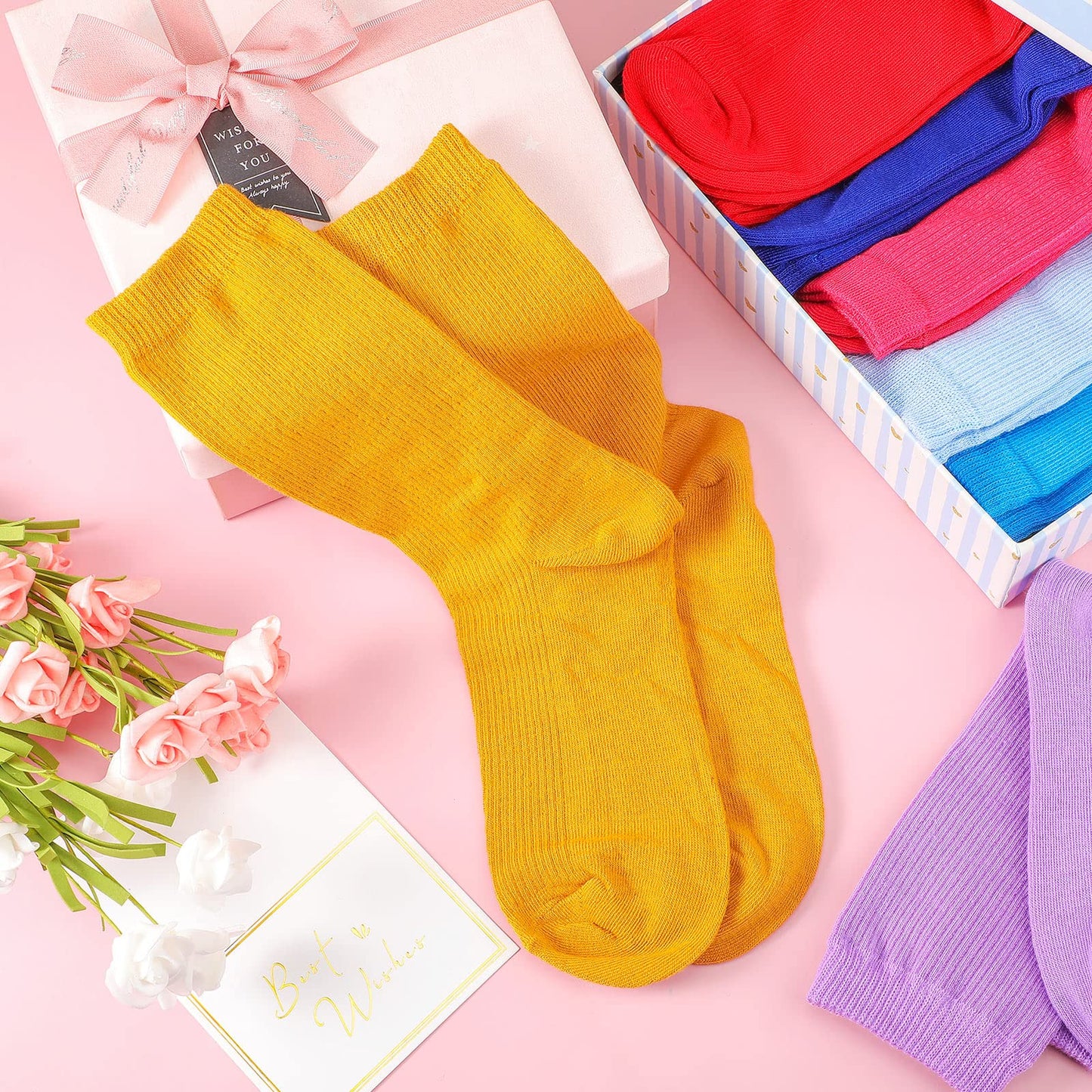 Jadive 30 Pairs Womens Crew Socks Solid Color Socks Lightweight Cute Women Cotton Gym Athletic(Multicolor)
