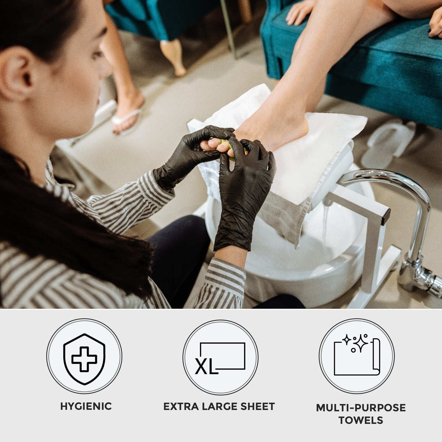 ForPro Professional Collection Original Nail Care Towels for Manicures and Pedicures, Lint-Free, Disposable Towels, 12" x 16", 50-Count