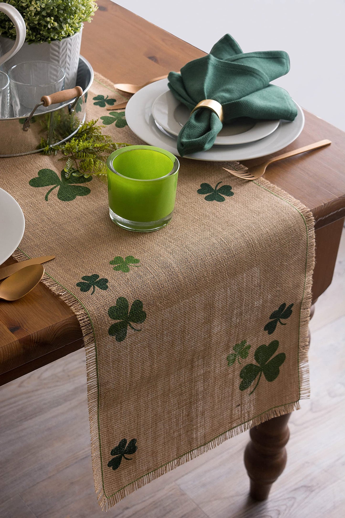 DII St. Patrick's Day Collection Tabletop, Table Runner, 14x74, Shamrock