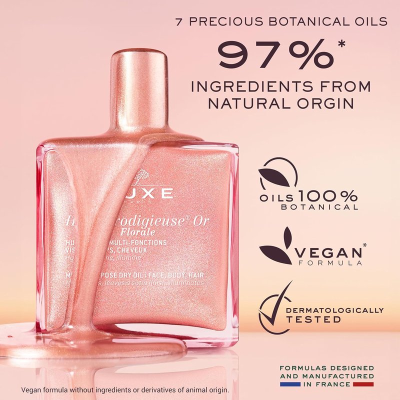 Nuxe Huile Prodigieuse Floral - Multi-Purpose Dry Oil for Face & Body | Luxurious Radiant Glow & Hydration