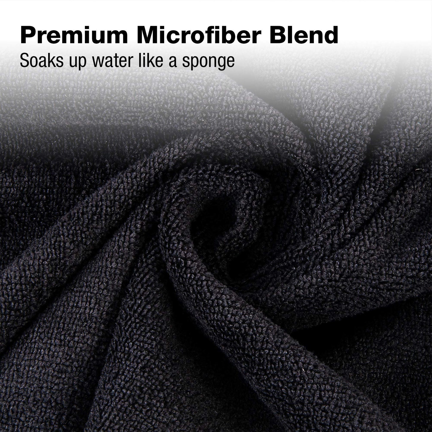 Eurow Microfiber Salon Towels – Bleachproof, Ultra Absorbent & Quick Drying – Soft, Lightweight & Durable for Hair Styling, Beauty, Barber & Spa Use, 16 x 29 Inches, 10-Pack, Black