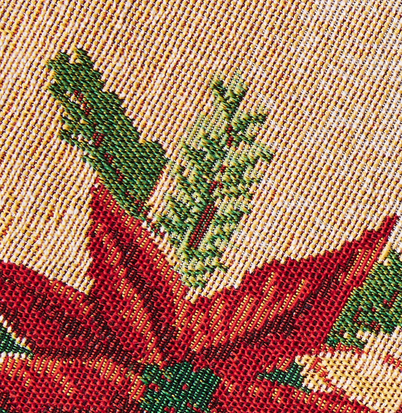 Violet Linen Decorative Christmas Poinsettias Candles Design Tapestry 13" X 19" Placemats - Set of 4