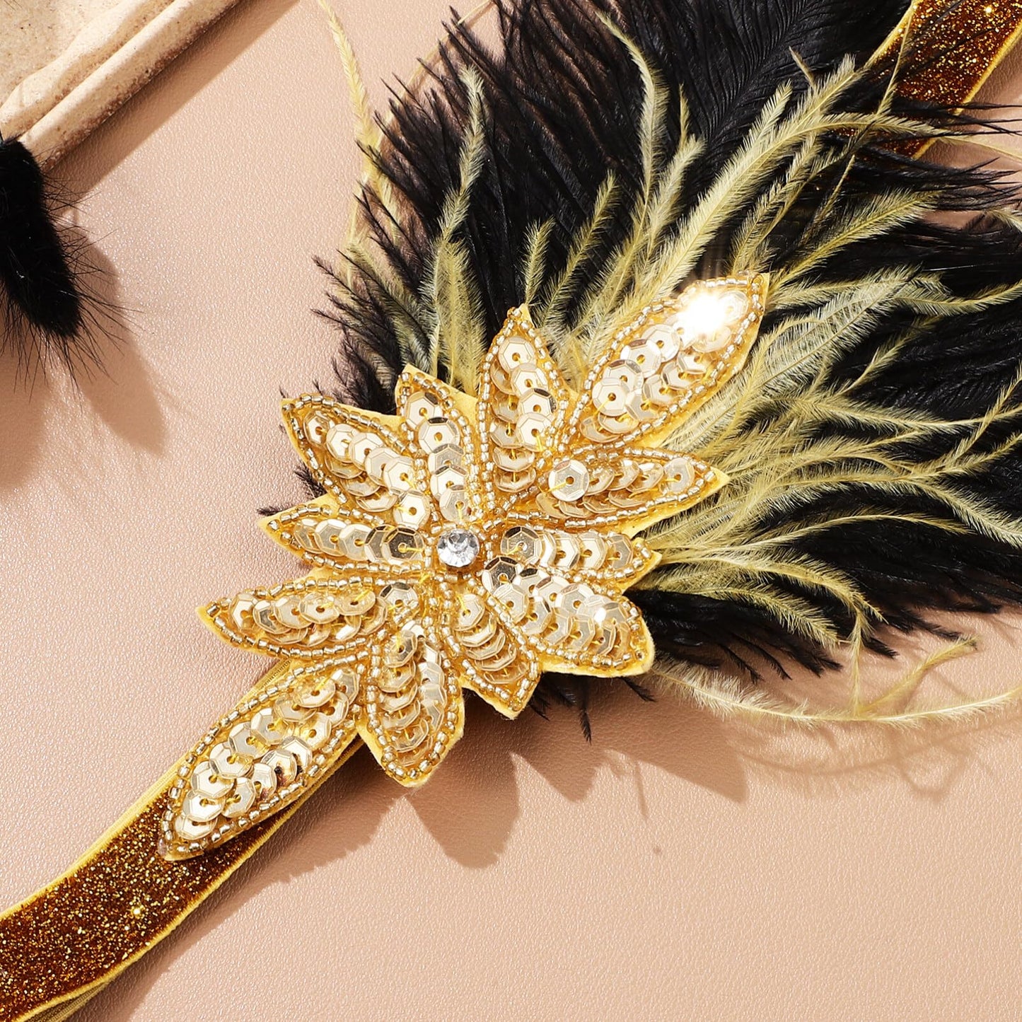 Beaupretty Flapper Headband Roaring 1920s Costume Headwear Sequin Wedding Headpiece for Women