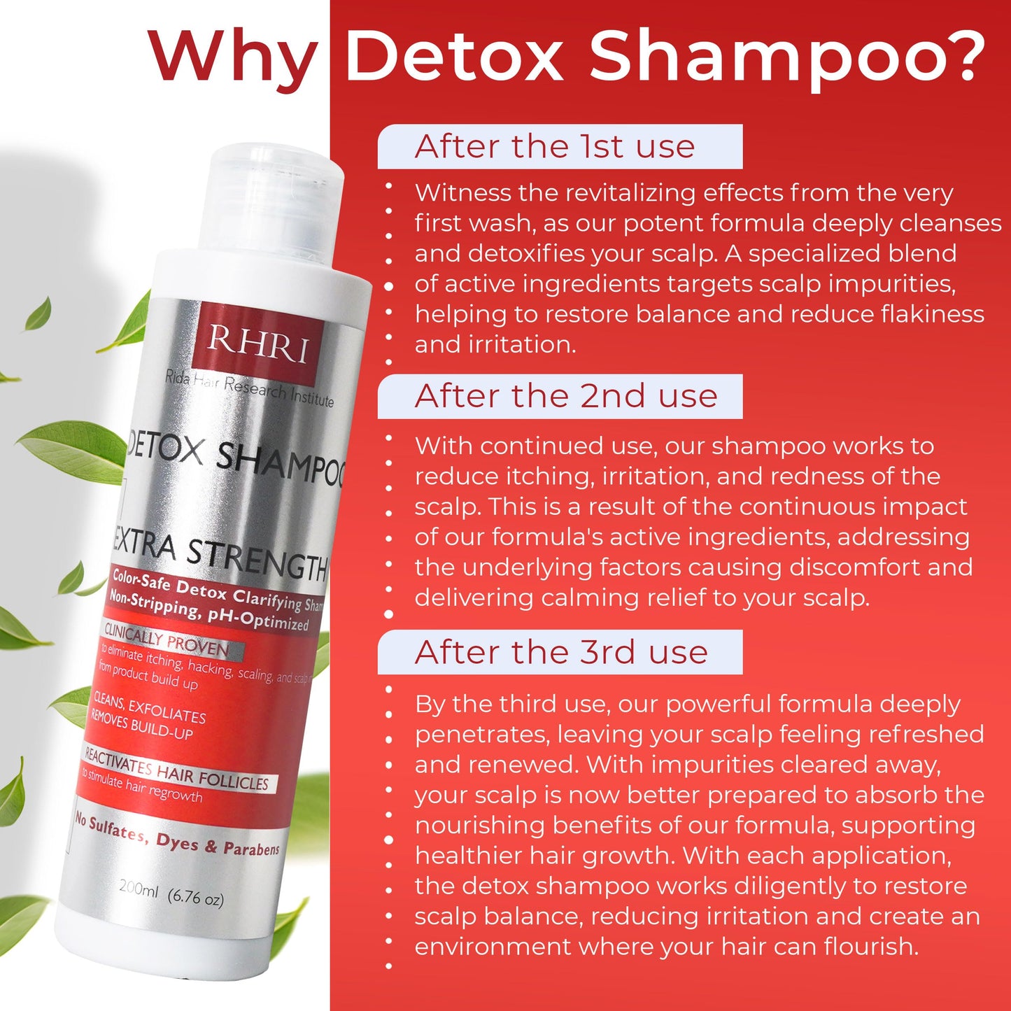 RHRI Detox Shampoo For Product Build up, Detoxify & Regrow with Our Clarifying Shampoo - Nourishes Follicles, Soothes Scalp Irritation - For All Hair Types