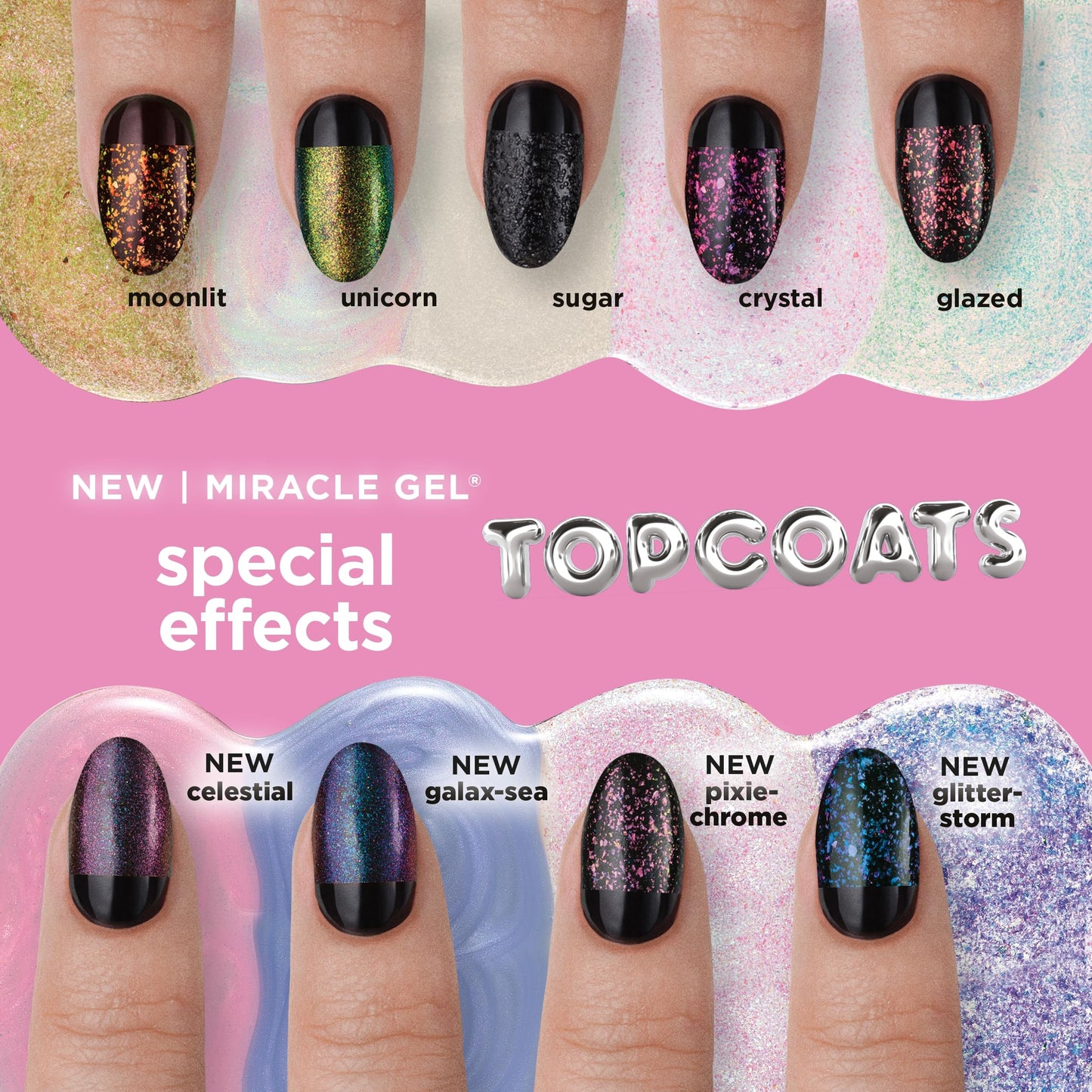 Sally Hansen Miracle Gel Nail Polish Special Effect Top Coat | Salon Quality, Gel-Like Formula, Two-Step System, No UV Light Needed, Long Lasting | Sheer, Glossy | 108 Glazed Top Coat