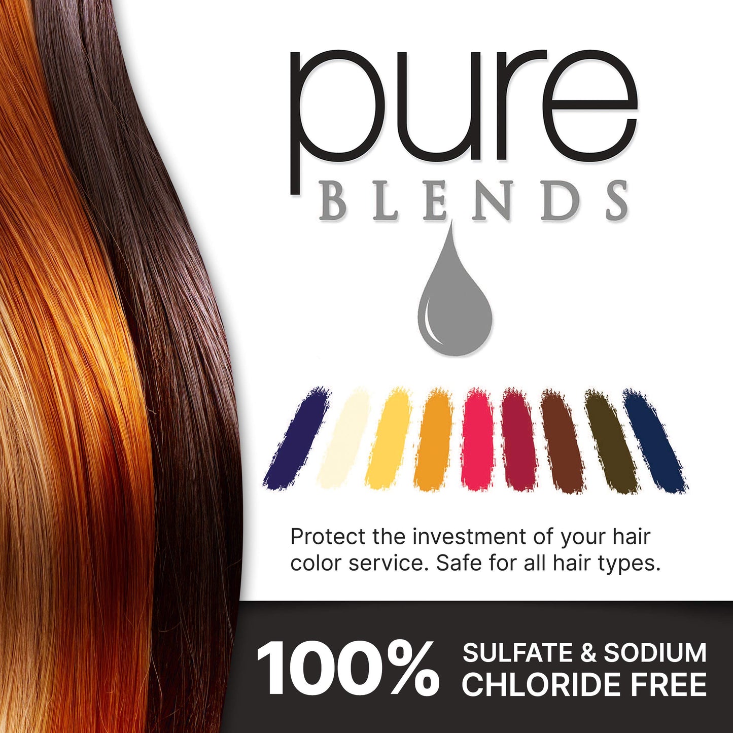Pure Blends Sun Hydrating Color Depositing Shampoo - Brighten & Tone Faded Hair with Semi-Permanent Dye, Prevents Fade & Extends Color Service for Treated Hair 8.5 Oz.
