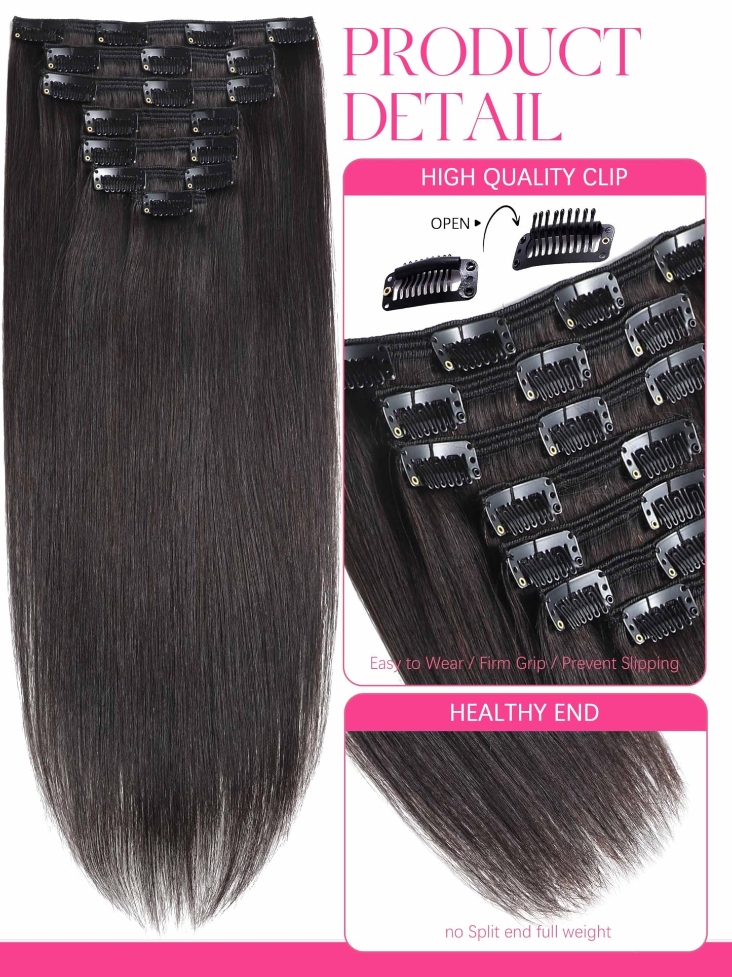Lacer Body Wave Clip in Hair Extensions, 7 Pcs 120g Wavy Clip in Extensions for Women Grade Brazilian Virgin Human Hair Natural Black 18 Inch