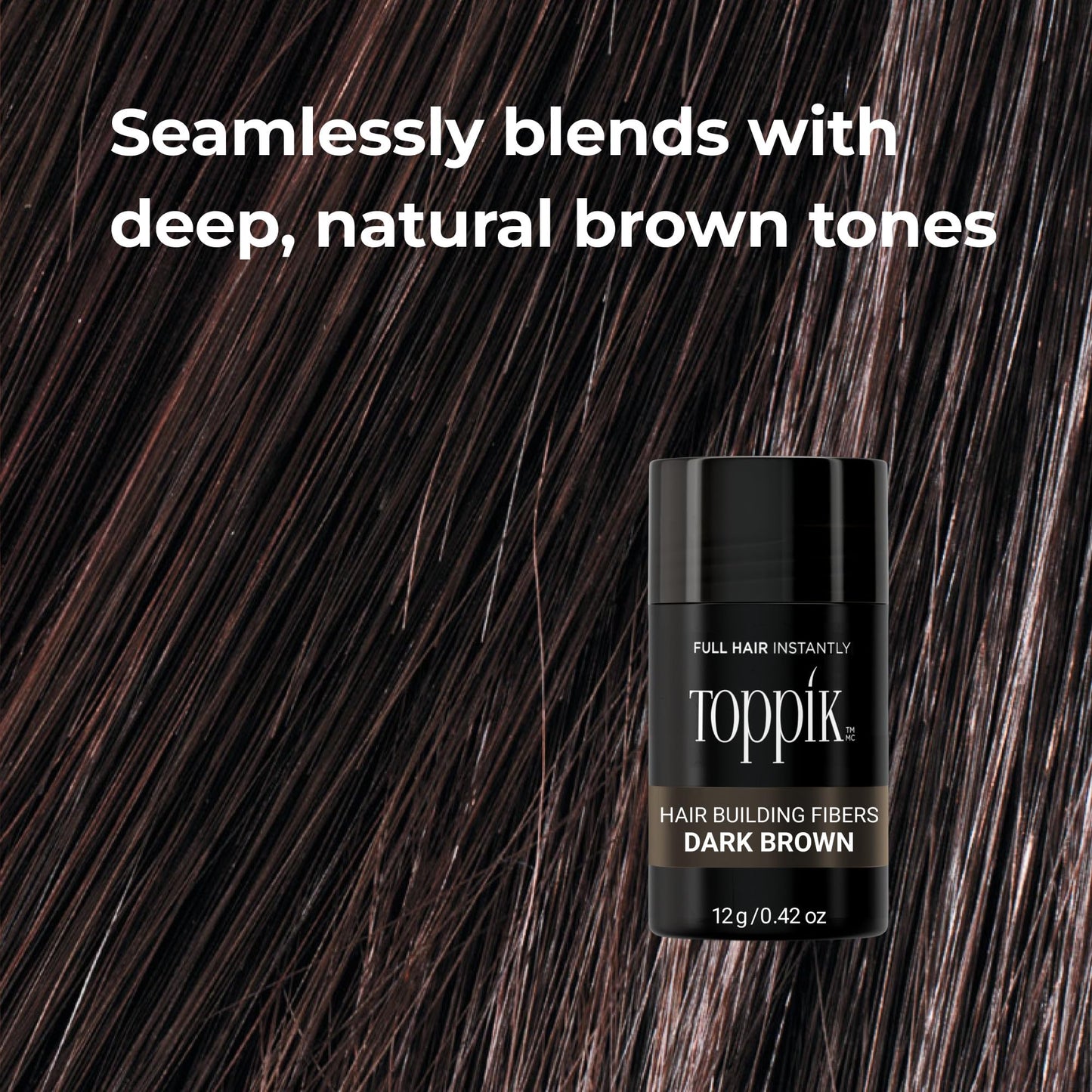 Toppik Hair Building Fibers, Dark Brown, 27.5g Fill In Fine or Thinning Hair, Instantly Thicker, Fuller Looking, 9 Shades for Men & Women, Keratin Protein Formula
