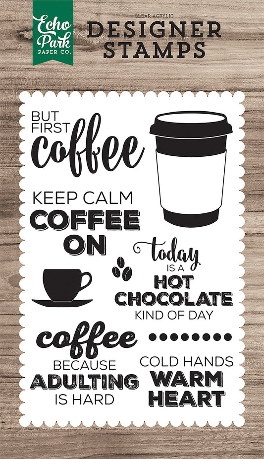 Echo Park Paper Company EPSTAMP156 But First Coffee 4X6 Stamp