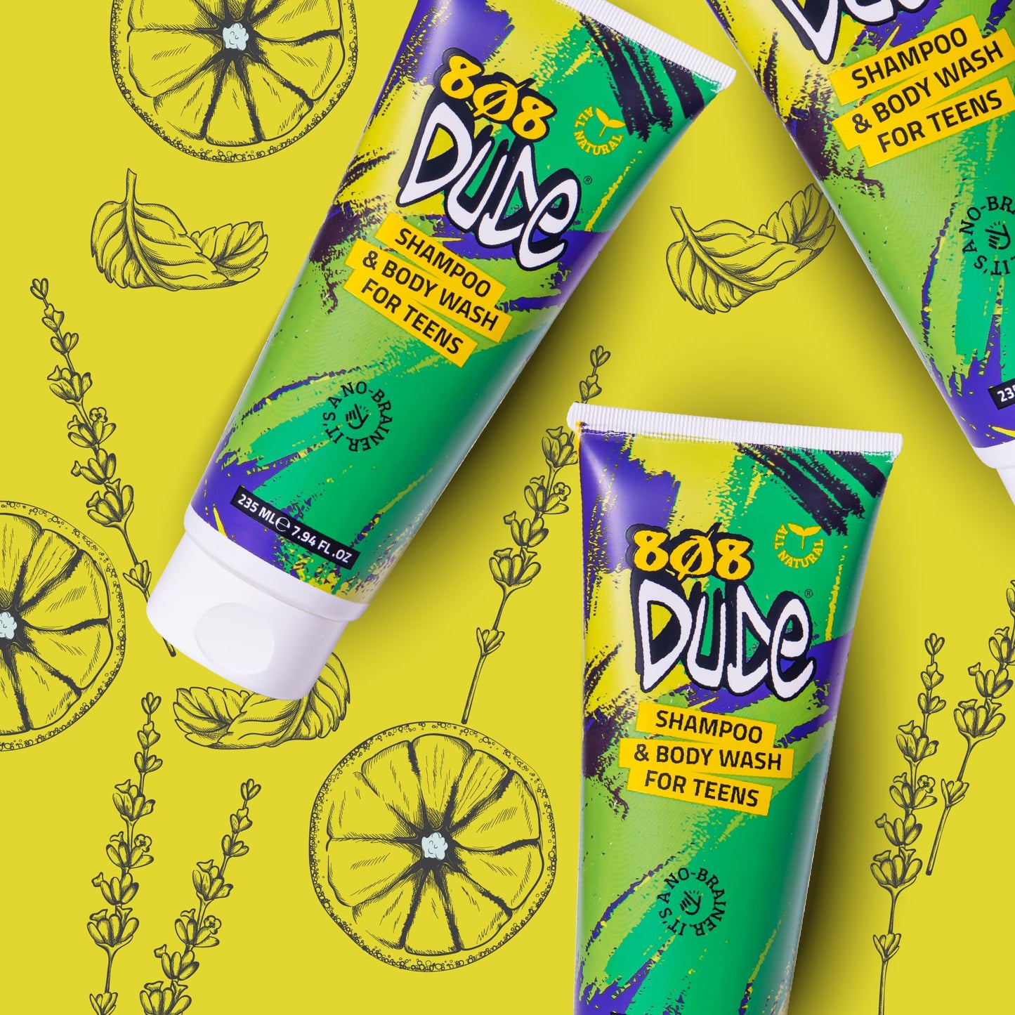 808 Dude Shampoo and Body Wash for Teens, Boys, and Men | Pure Natural & Organic Ingredients | Clear Body Odor and Skin Breakouts with Essential Oils, 8 fl oz.