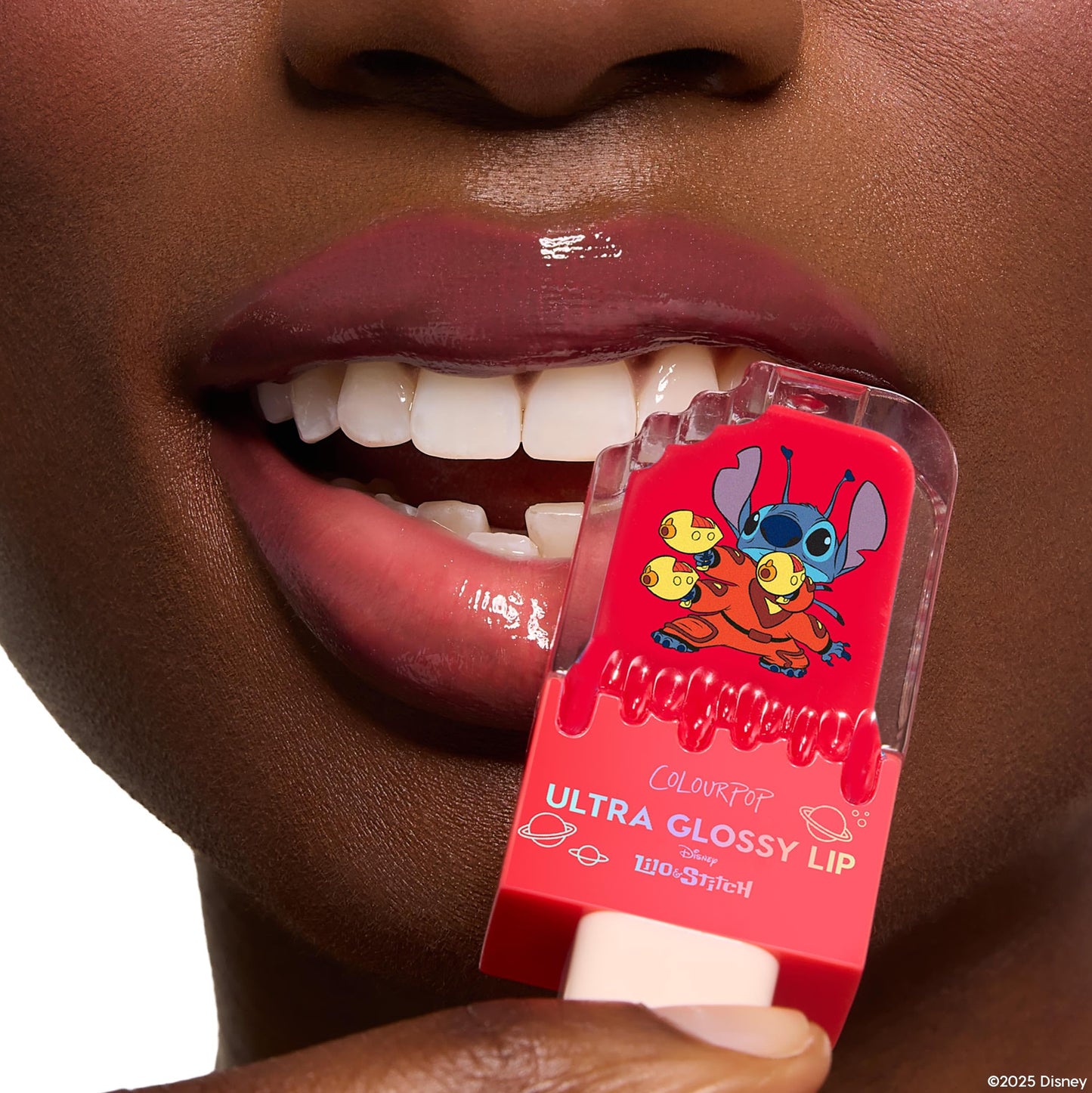 ColourPop x Stitch Ultra Glossy Lip Gloss - High-Shine, Non-Sticky & Hydrating Lip Gloss with a Flexible Paddle Applicator - Sheer Coral Red - Experiment 626 (0.24 Fl oz)