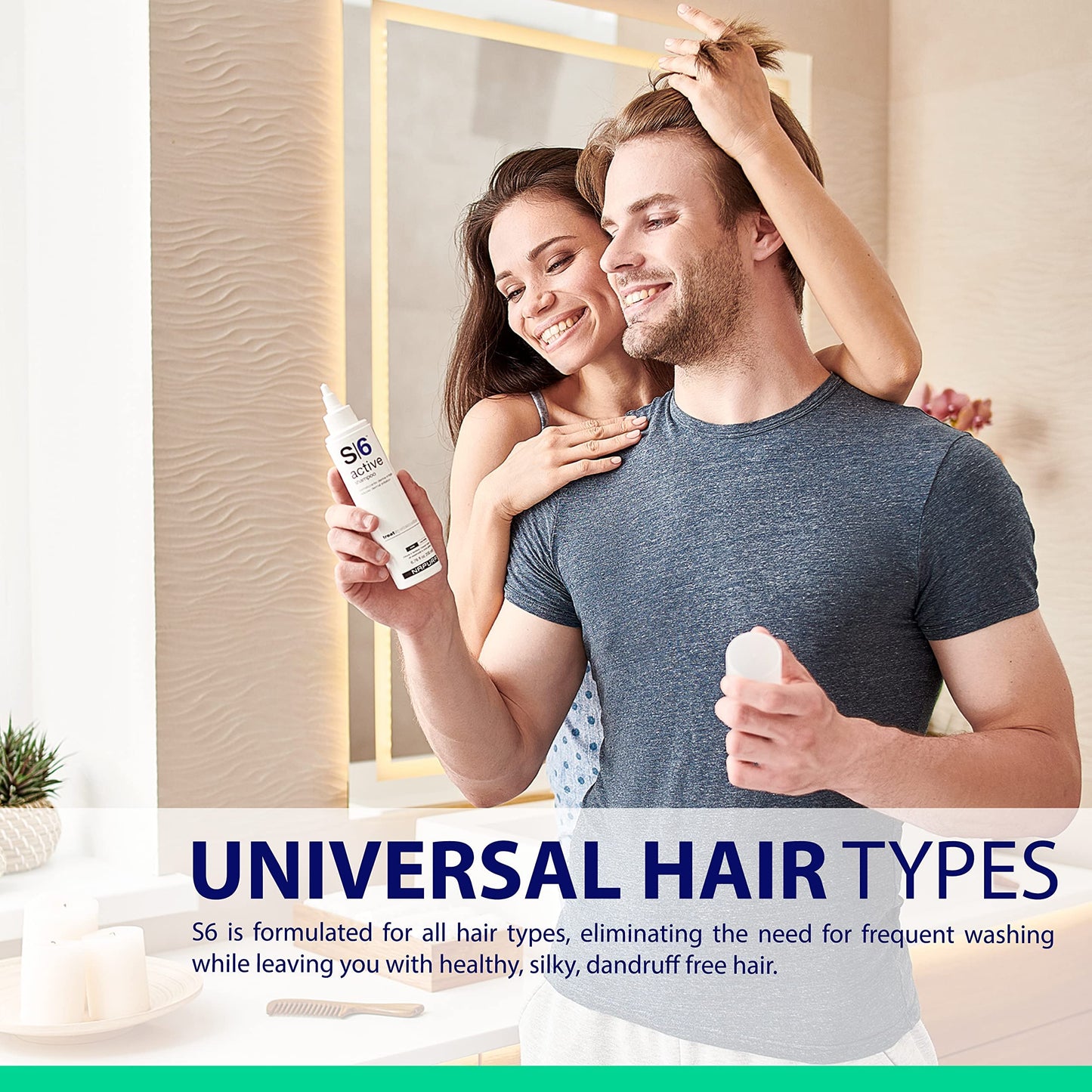 NAPURA S6 Active Professional Anti Dandruff Shampoo with Tea Tree Oil, 1% Zinc and 1% Salicylic Acid - Natural Itchy Scalp Treatment (13.53 fl oz) for Men and Women