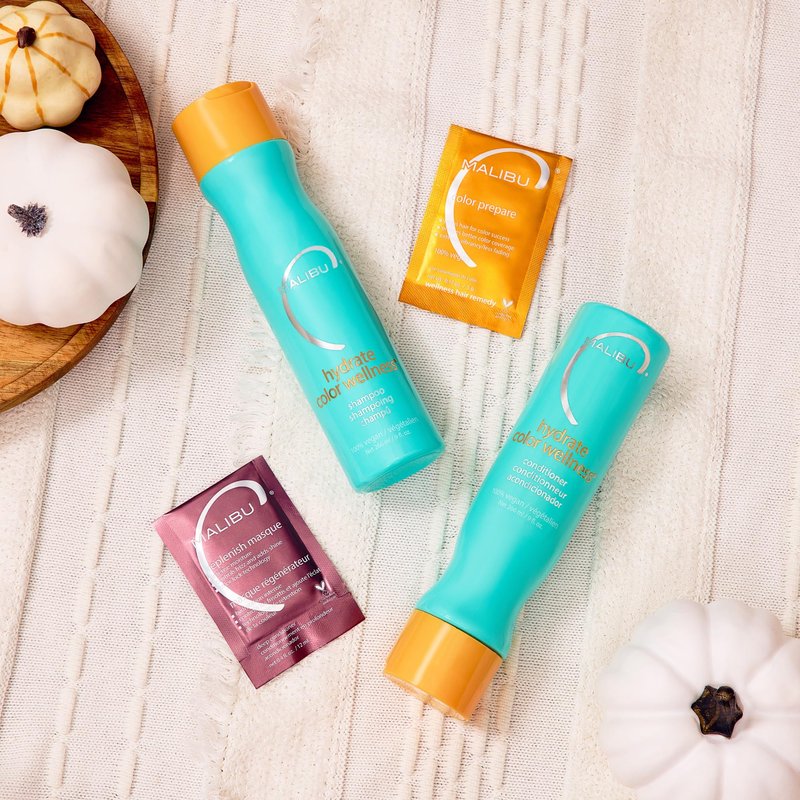 Malibu C Hydrate Color Wellness Collection - Moisturizing Color Safe Shampoo & Hydrating Hair Remedy - Formulated to Preserve + Protect Hair Color