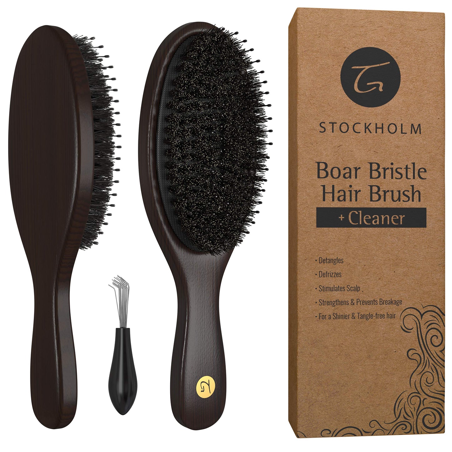 Truly Genuine Stockholm Boar Bristle Hair Brush for Men & Women