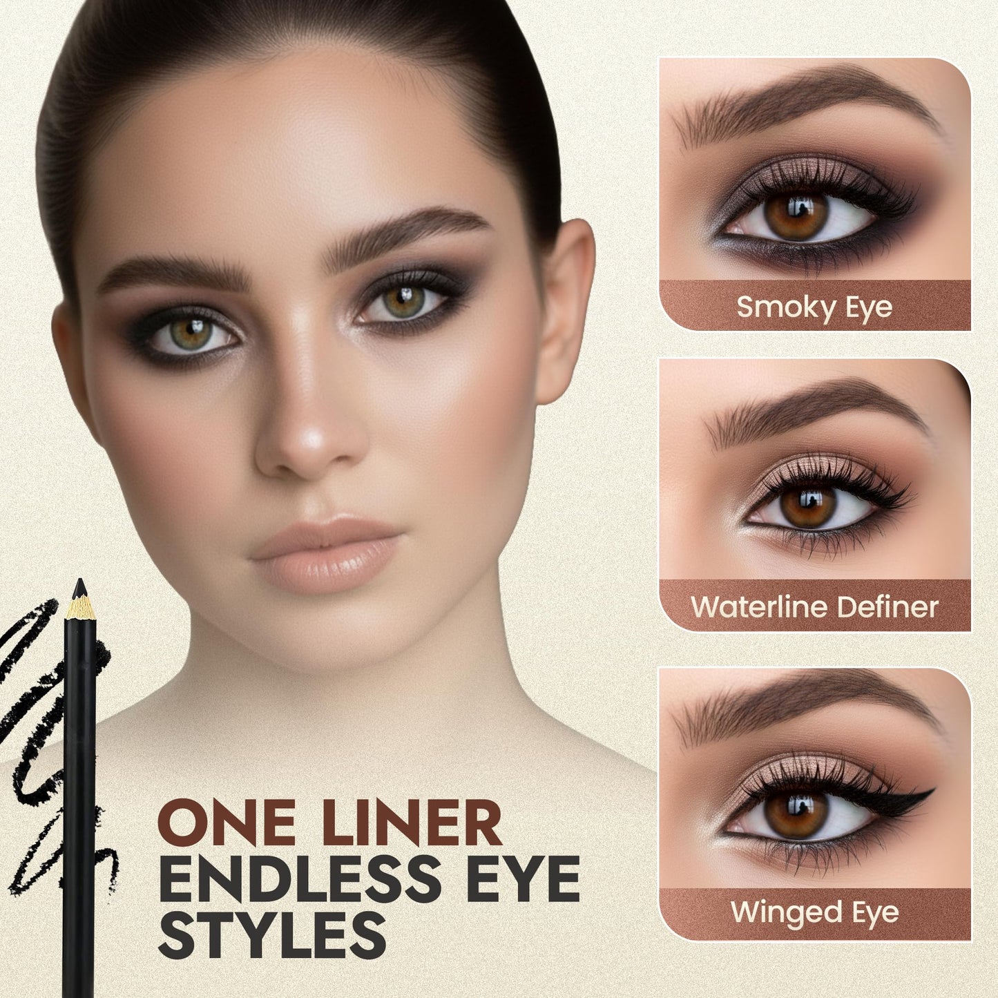 Natural Eyeliner Pencil, Black - Hypoallergenic, Water & Smudge Proof Eyeliner for sharp Lines and Defined Eyes - Long-Lasting, Organic & Cruelty-Free with Jojoba & Castor Oil for Sensitive Eyes