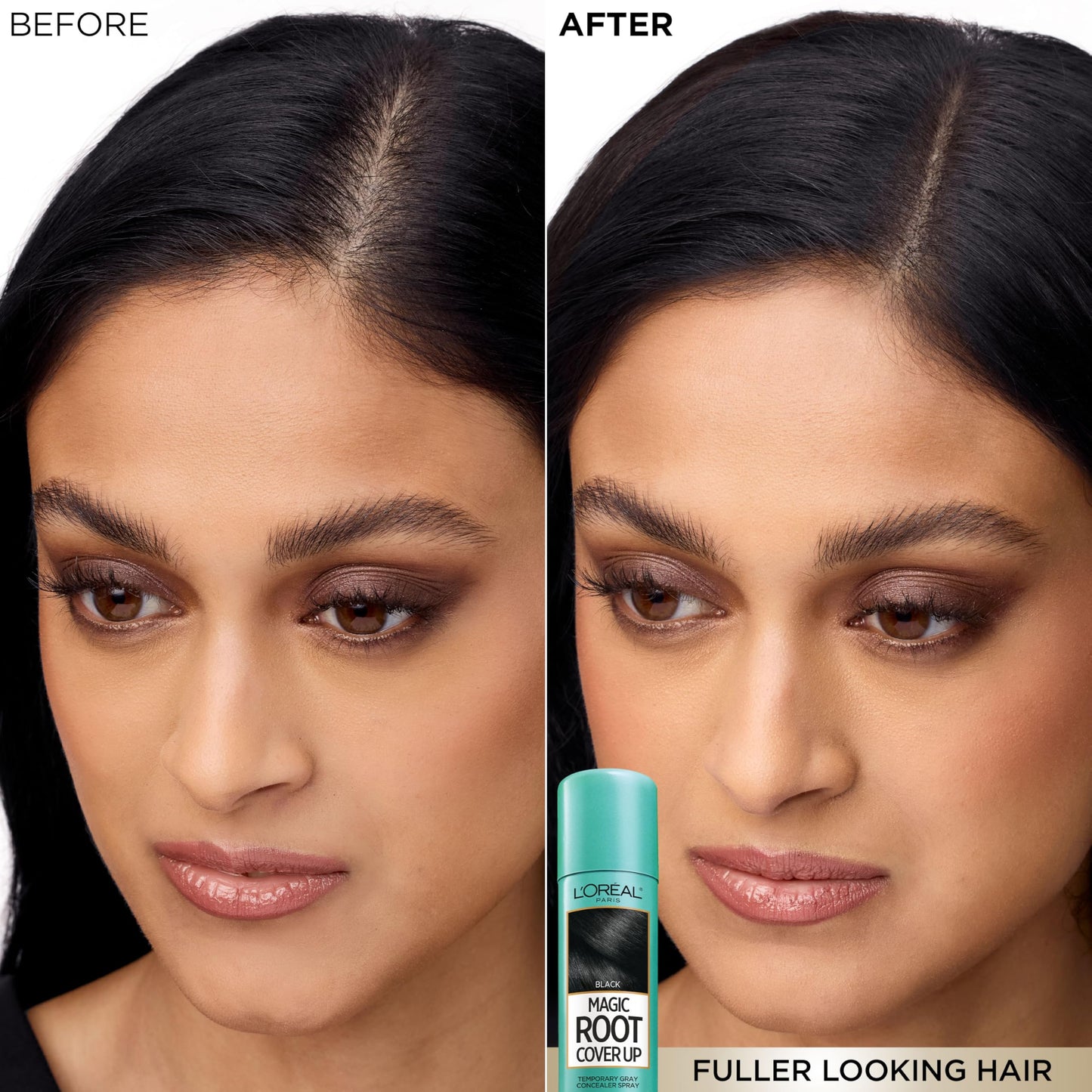 L'Oreal Paris Magic Root Cover Up Gray Hair Spray, 100% Gray Hair Coverage with Buildable, Lightweight, Transfer-Resistant, and Temporary Formula, Ammonia-Free, Medium Brown, 2 oz (1 Count)