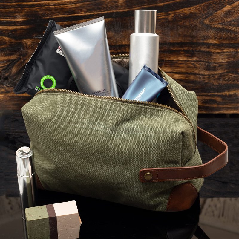 Vetelli Vintage Canvas Toiletry Bags, Travel In Style, Waterproof Canvas Dopp Kits, Durable (Marco) (Green)