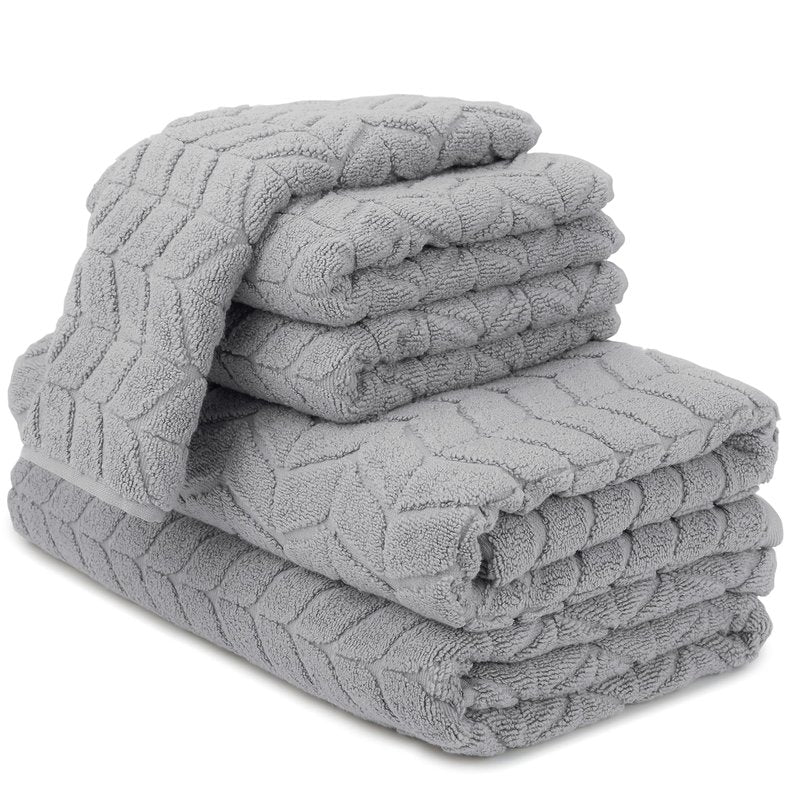 Alusa Home Ultra Soft & Stylish 700 GSM Luxury Washcloth Set (6 Piece - 13 x 13 in.) - 100% Zero-Twist, Long-Staple Cotton - Remarkably Absorbent Washcloths (Pewter Grey)