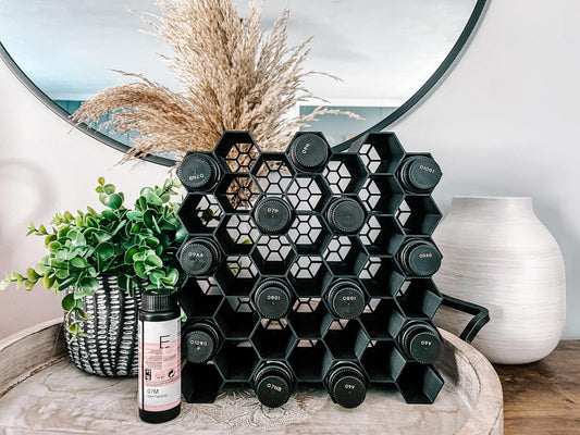 HexRacks Hair Dye Holder - Shades EQ & More - Wall Mountable or Stackable - Hair Sylist Dye Holder Rack | Holds 42 Bottles Per Section