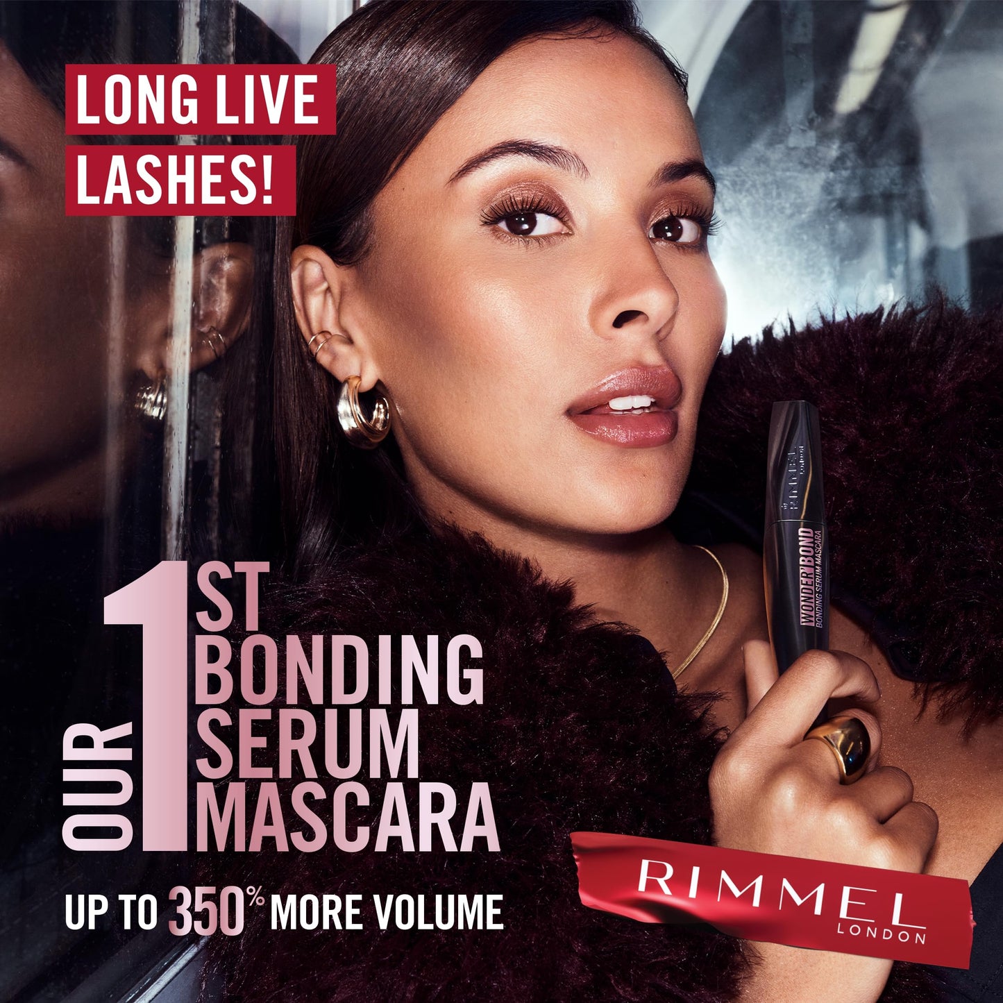 Rimmel Wonder'Bond, 002 Black Brown, Bonding Serum Mascara, Volumizing, Instantly Revitalized Lashes, With Biotin Bonding Complex, Smudge Proof, No Clumps, 0.39oz