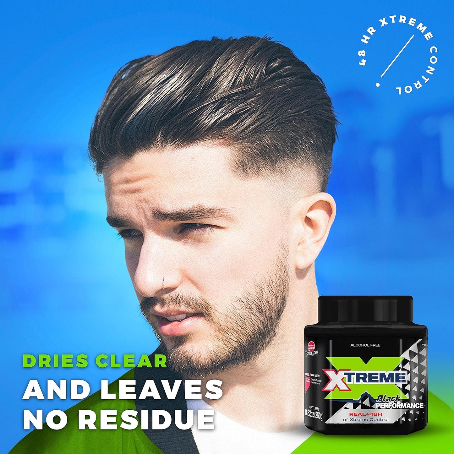 Xtreme Performance Black Hair Gel - Aloe Vera Infused, 8.82 oz Jar | Pack of 12