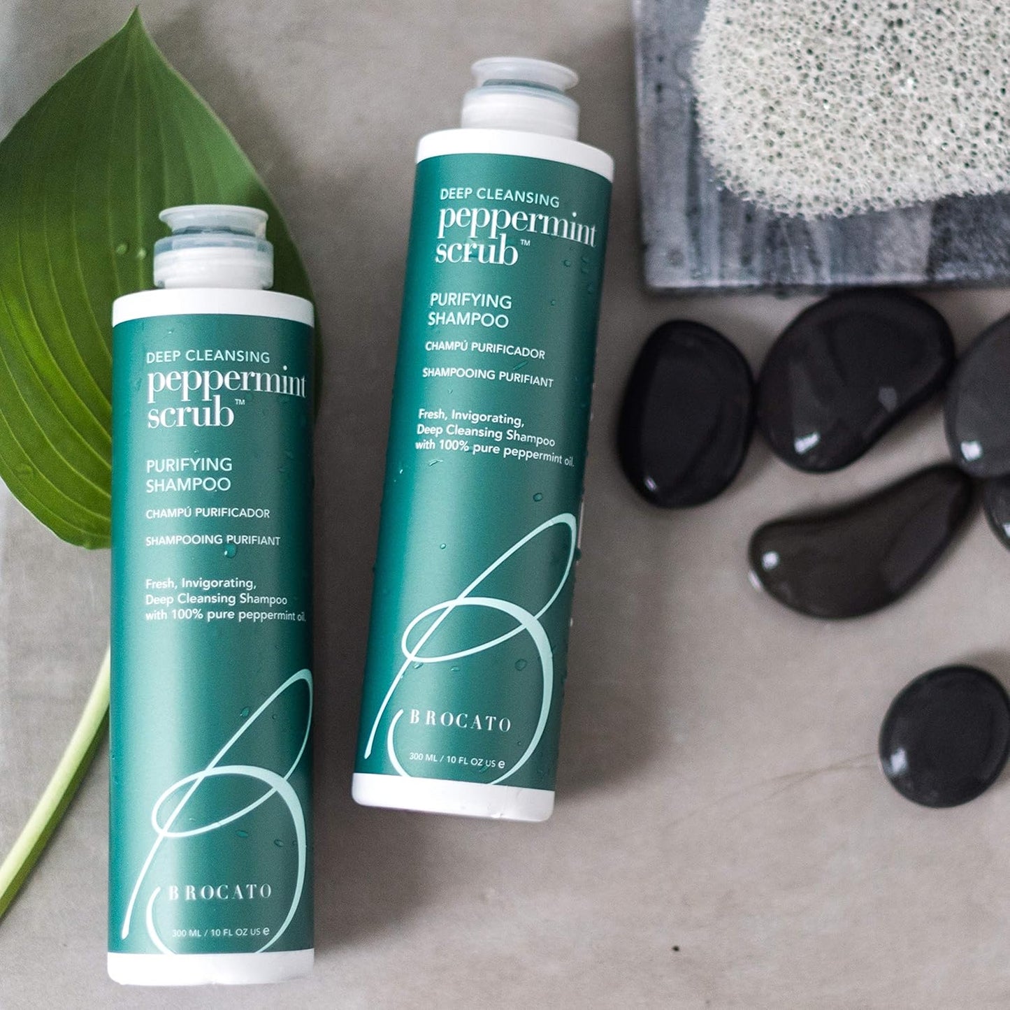 Brocato Peppermint Scrub Shampoo - Deep Cleansing 32 Oz | Invigorating Formula with Pure Peppermint Oil for Oily to Normal Hair