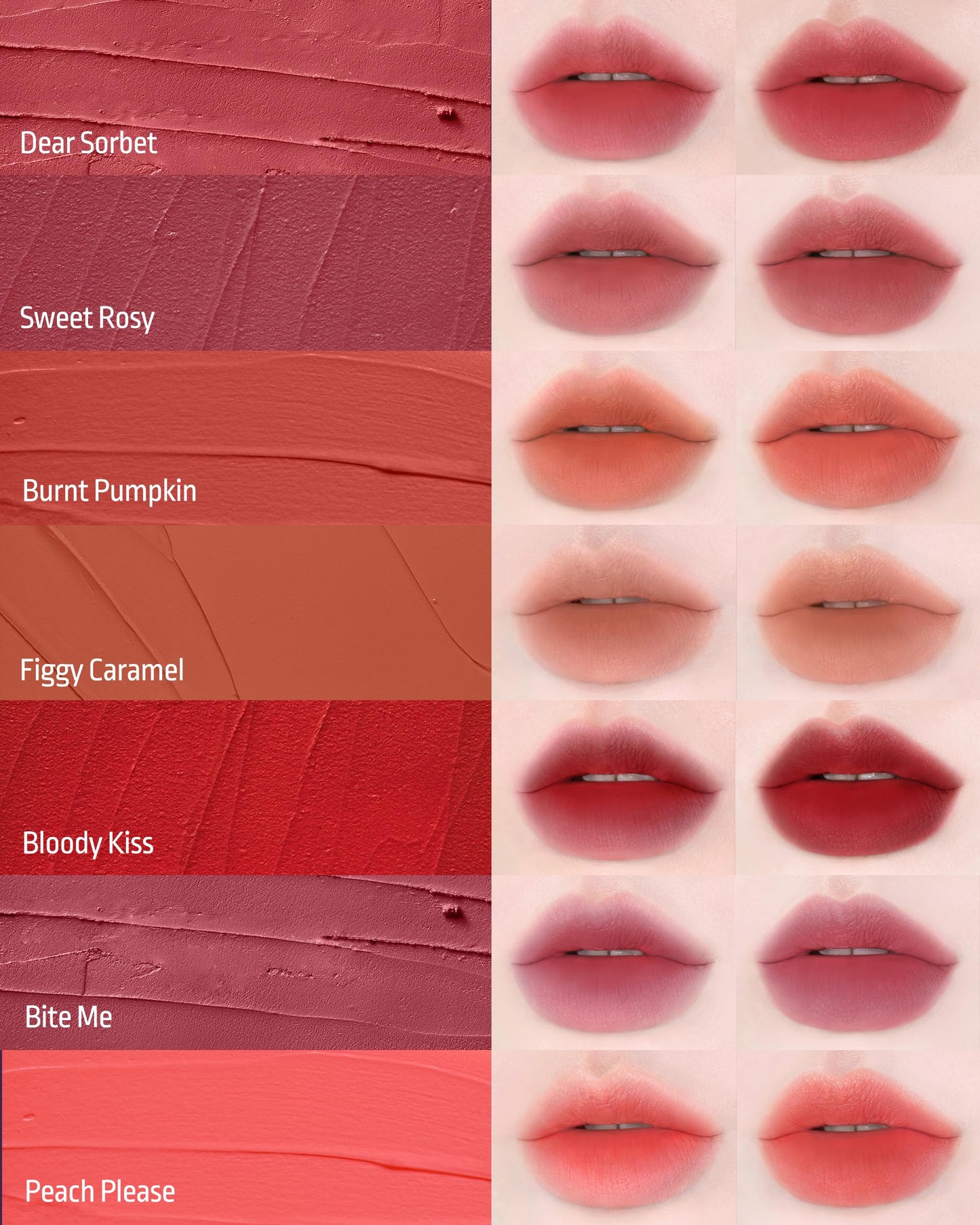 H HEVVY HEVVYMAKEUP Blurring Effect Lip Tint - Airy Velvet Matte Lips - Vegan, Longwear, Vibrant, Buildable Creamy Soft Texture - Korean Lip Makeup, Sweet Rosy, 0.13 fl.oz.