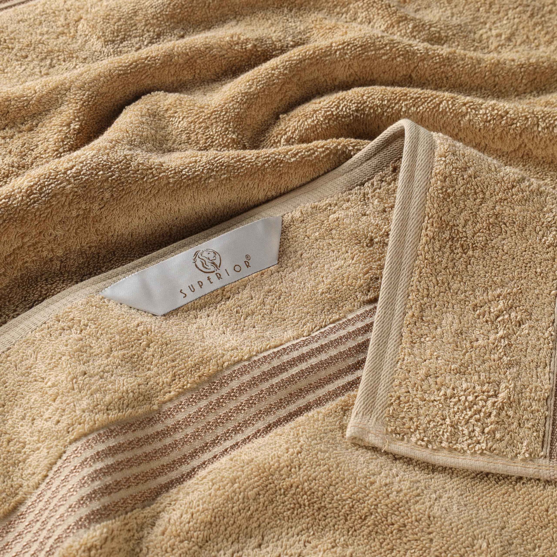 Superior 100% Long Staple Combed Cotton Face Towels, 10 Piece, Toast