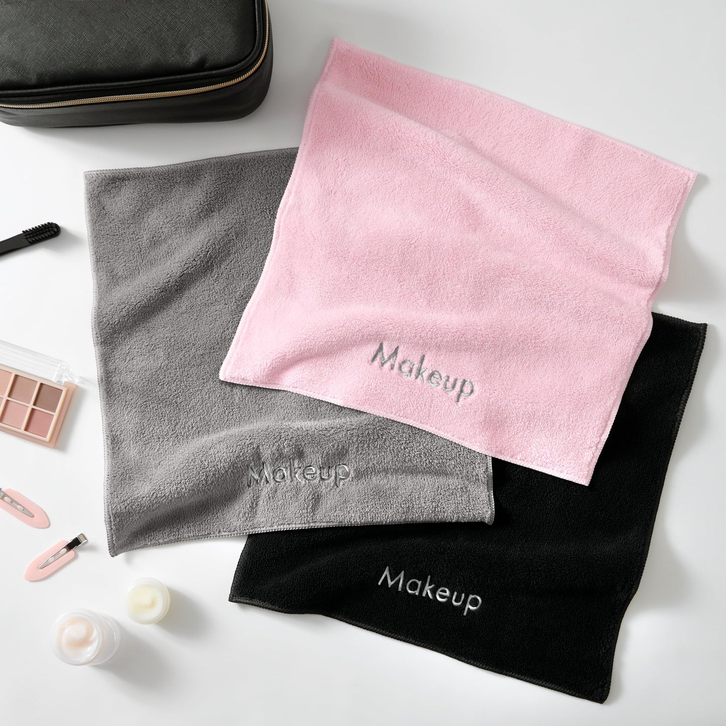 Arkwright Makeup Remover Cloths 6 Pack - Microfiber Coral Fleece Face Towels, Ultra Soft Reusable Washcloths, Gentle Facial Cleansing for Waterproof Makeup, 13 x 13, Black