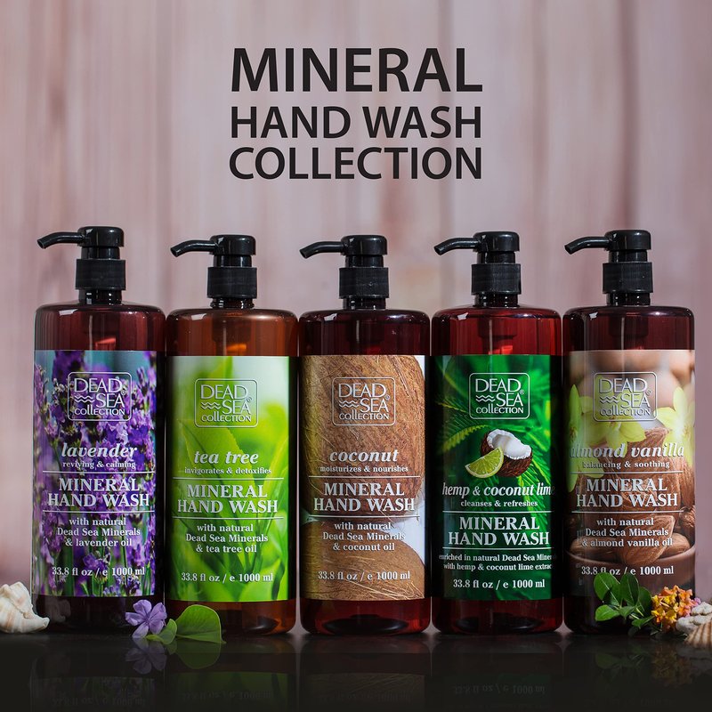 Dead Sea Collection Hand Soap Pump Lavender - Moisturizing Hand Wash Liquid with Dead Sea Minerals and Lavender Oil, Reviving, Calming - Pack of 2 (33.8 Fl Oz Each) - 67.6 Fl Oz Total