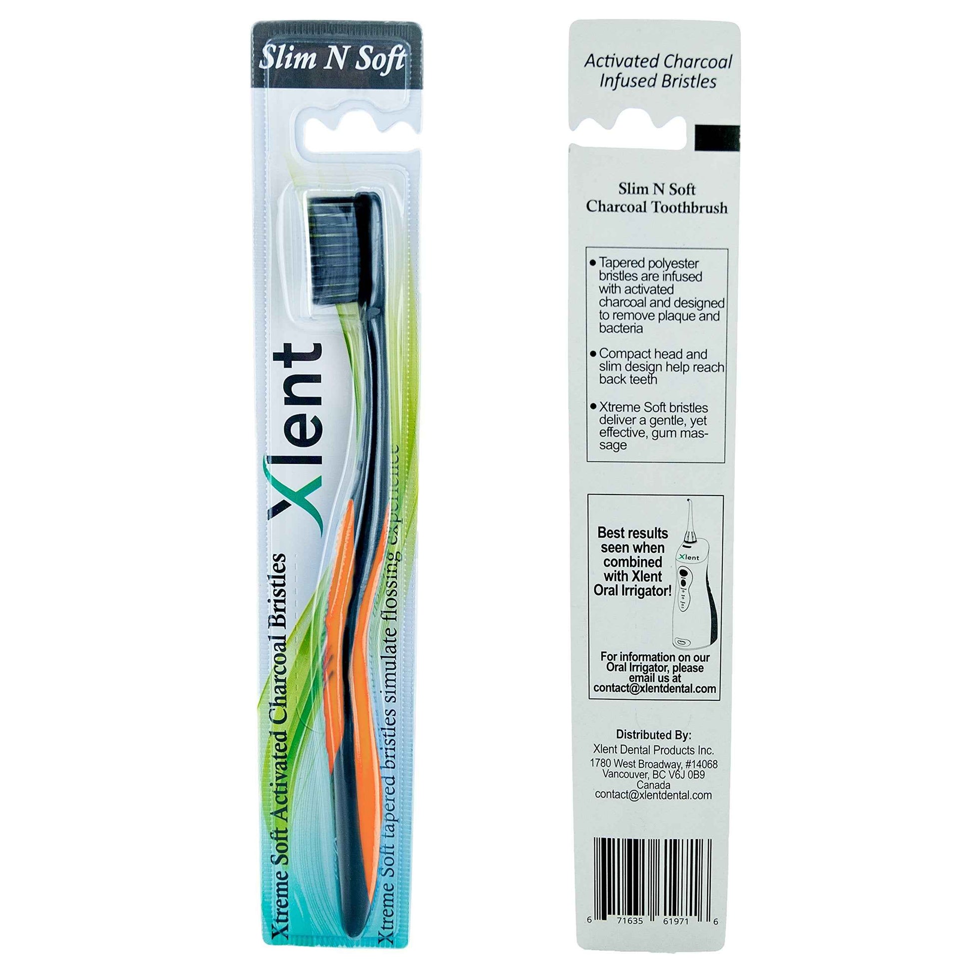 Activated Charcoal Bristle Toothbrush - Xtreme (Extreme) Soft, Ultrafine, Tapered bristles, Compact Head & Slim Design - (8 Count)