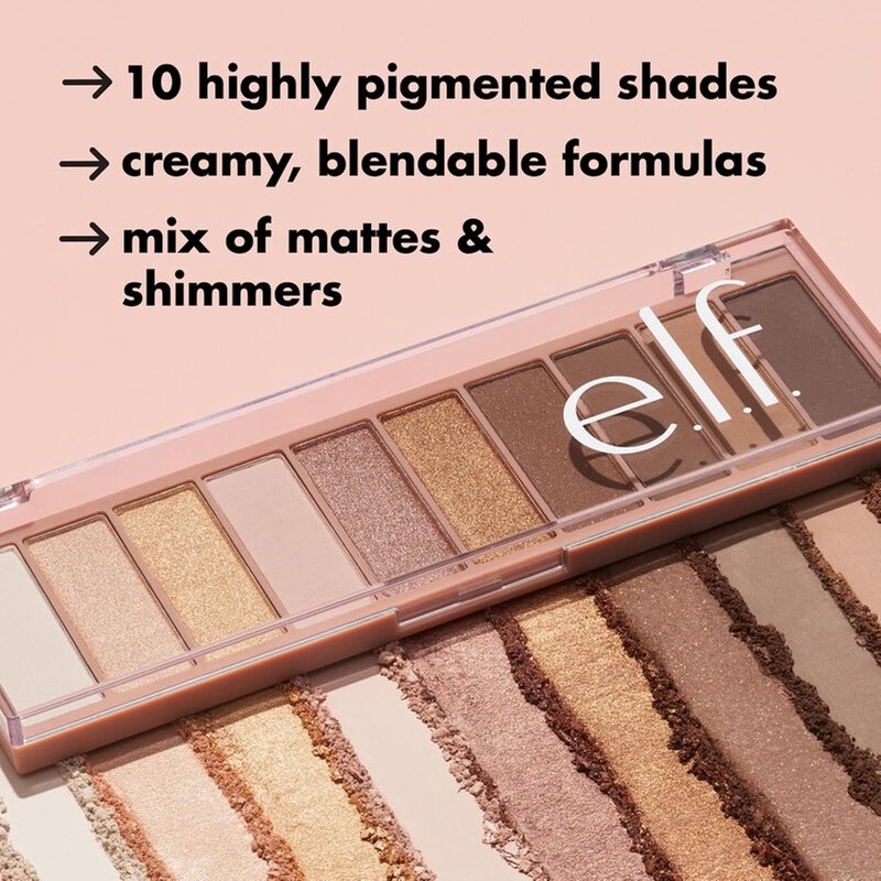 e.l.f. Perfect 10 Eyeshadow Palette | Ten Ultra-Pigmented Nude Shades, Blendable Vegan Formula for Everyday Looks